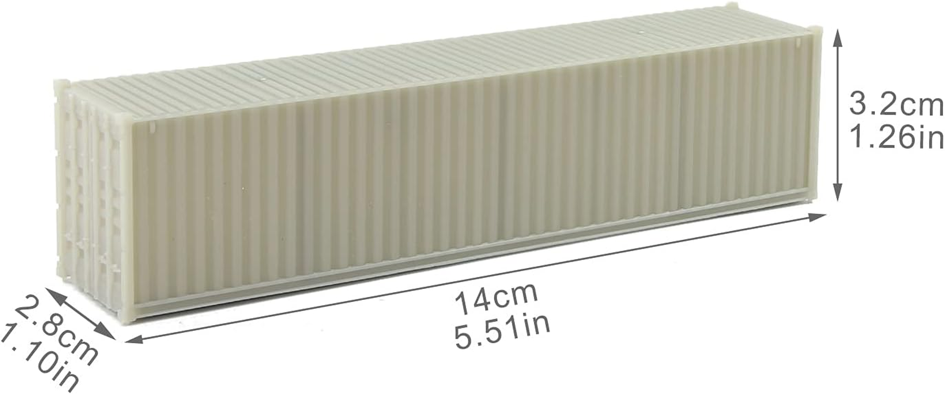 Evemodel C8740JJ 3Pcs HO Scale 1:87 Shipping Container Blank Uncolored Cargo Box (40Ft (3Pcs))