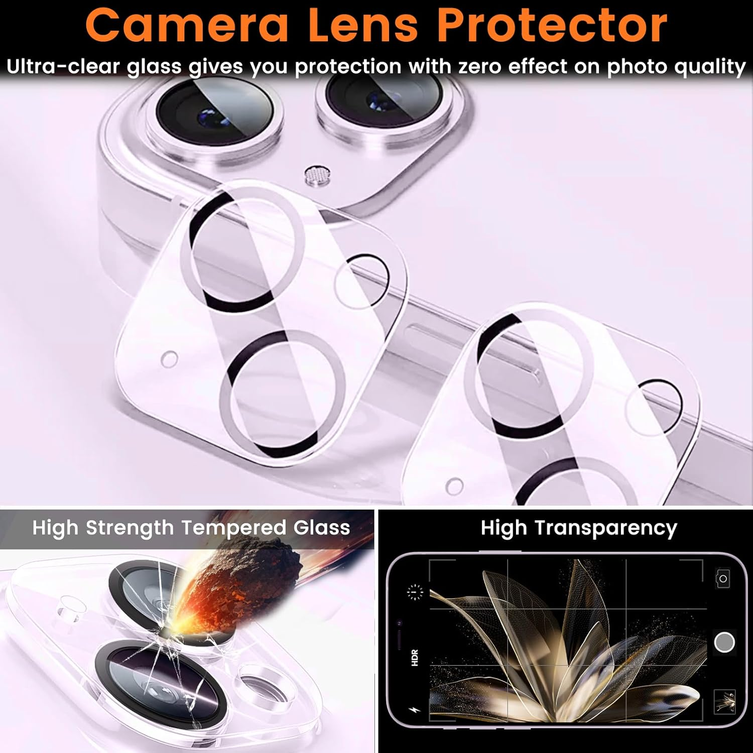 Lesakit 3+3 Pack Privacy Screen Protector for Iphone 14 plus 6.7-Inch with 3 Pack Camera Lens Protector, anti Spy Tempered Glass Film 9H Hardness Bubble Free Case Friendly image number 3