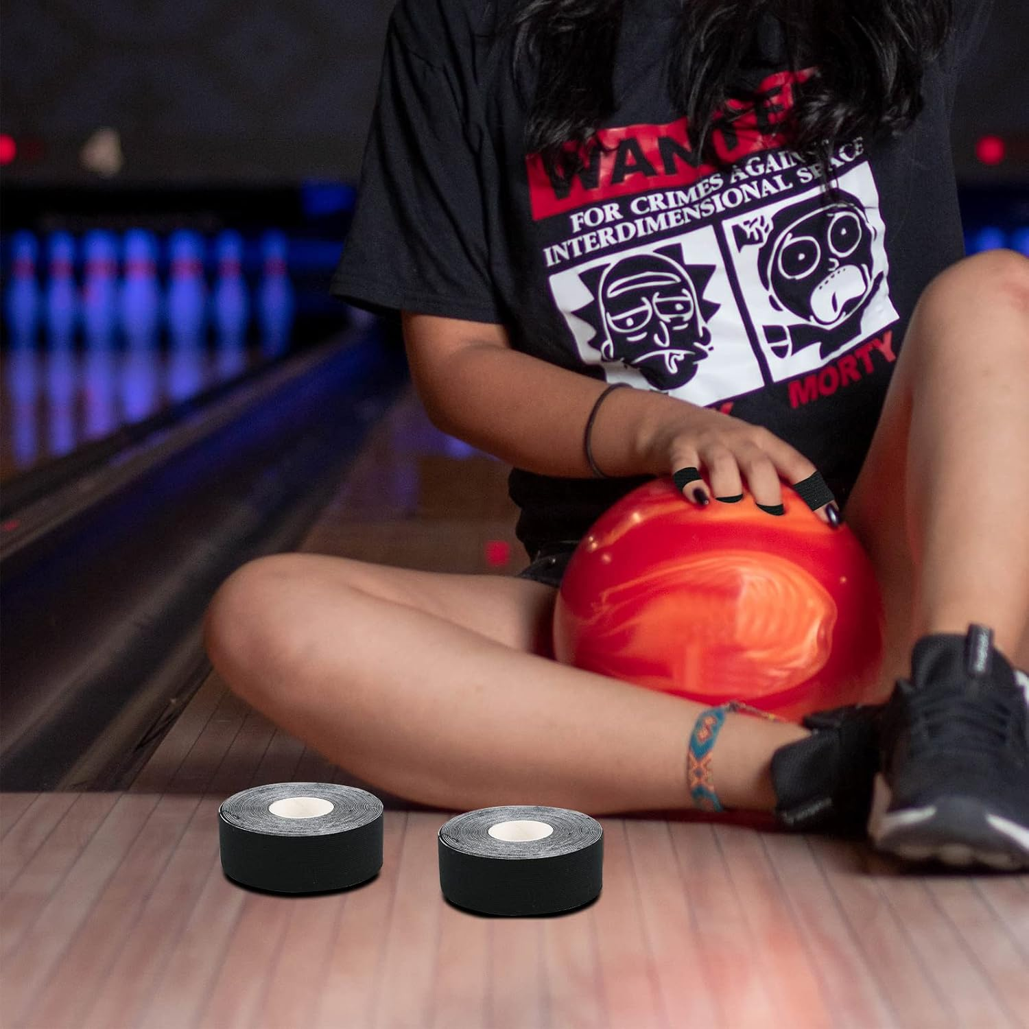 Cosmos Set of 2 Rolls Bowling Finger Tape Thumb Tape Elastic Bowling Ball Thumb Tape Protective Bowling Accessories for Bowler Sport Exercise Workout, Each Roll 2.5 Cm X 5M image number 3