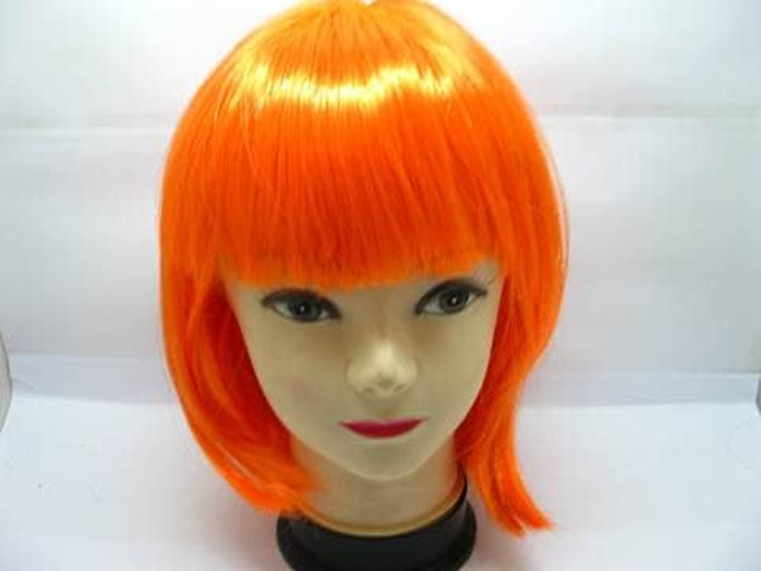 4Pcs Bobo Head Style Neat Bang Short Straight Cosplay Wig Orange image number 1