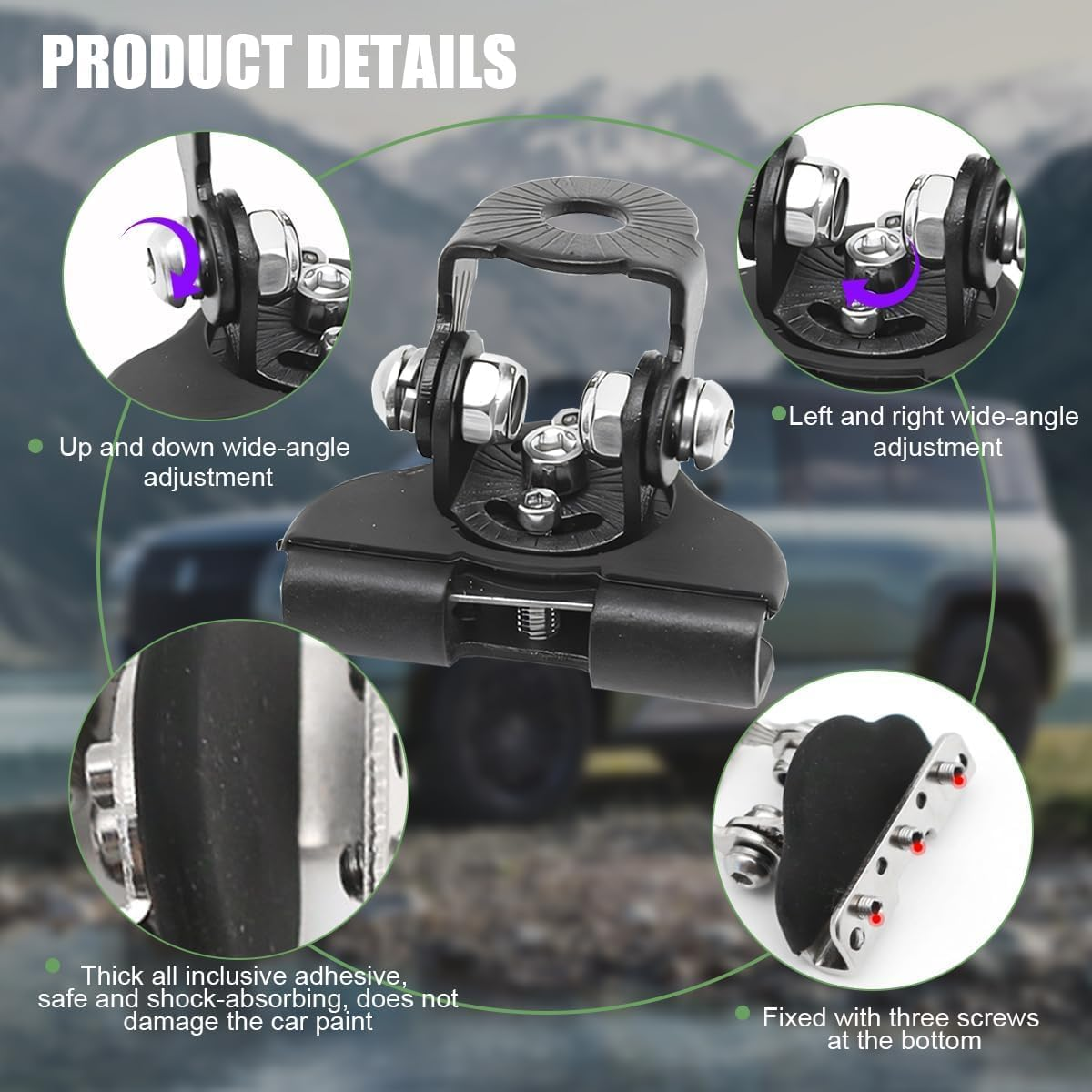 Car LED Light Bar Mounting Bracket, 2PCS Adjustable Vehicle Pillar Hood Lighting Mount Clamp Holder with Hex Wrenches, Auto Lamp Accessories, Universal for Off-Road Truck SUV (Black)