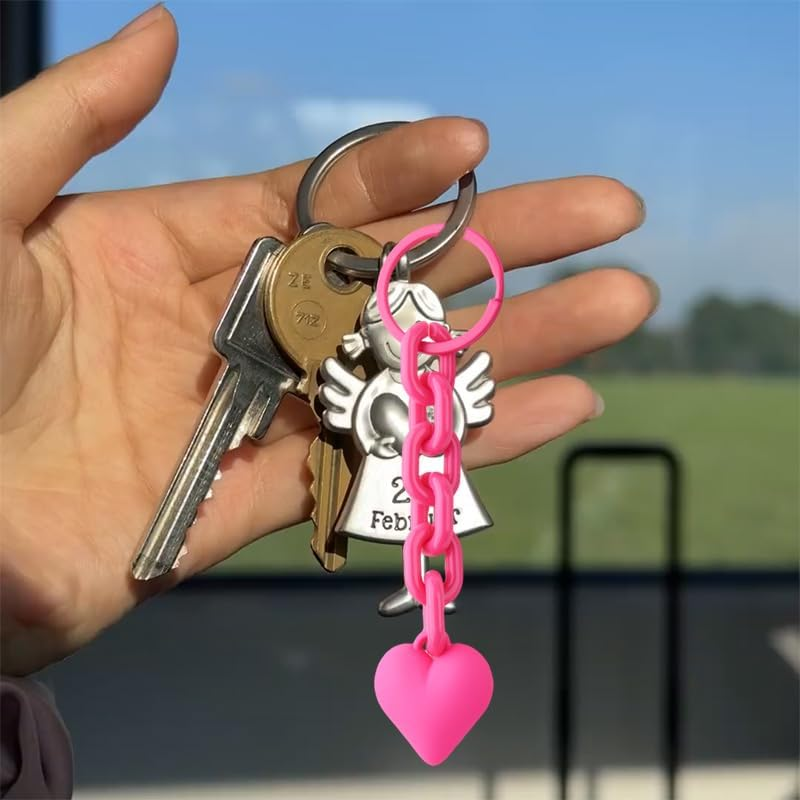 Novelty Heart Chain Keychain for Handbag Bag Accessories Charms for Girls Women Fashion Punk Goth Heart Keychain for Car Keys