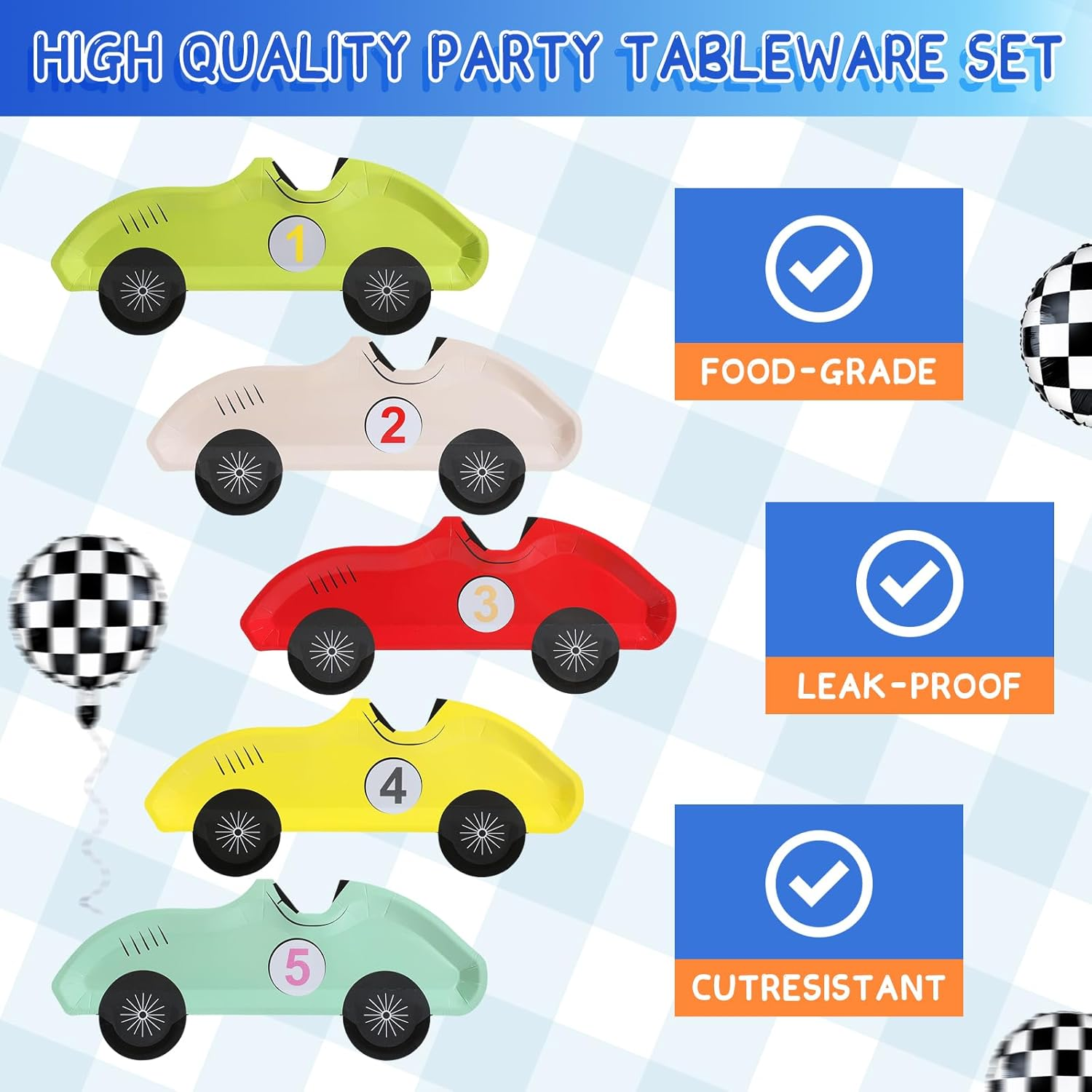 Chivertion 25 Pack Race Car Plates Disposable Vintage Paper Plates Racecar Birthday Decorations Vintage Race Car Party Supplies Kids' Party Plates Race Car Tableware for Baby Shower Racing Car Party image number 2