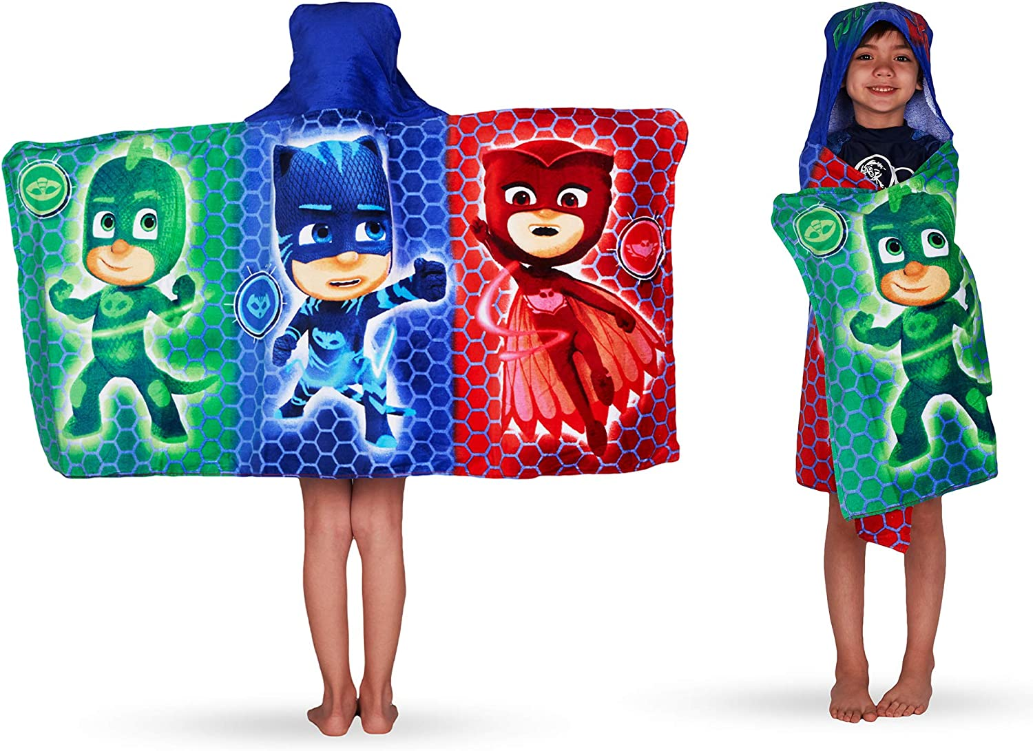 Franco PJ Masks Bath/Pool/Beach Soft Cotton Terry Hooded Towel Wrap, 24" X 50", by Kids image number 3