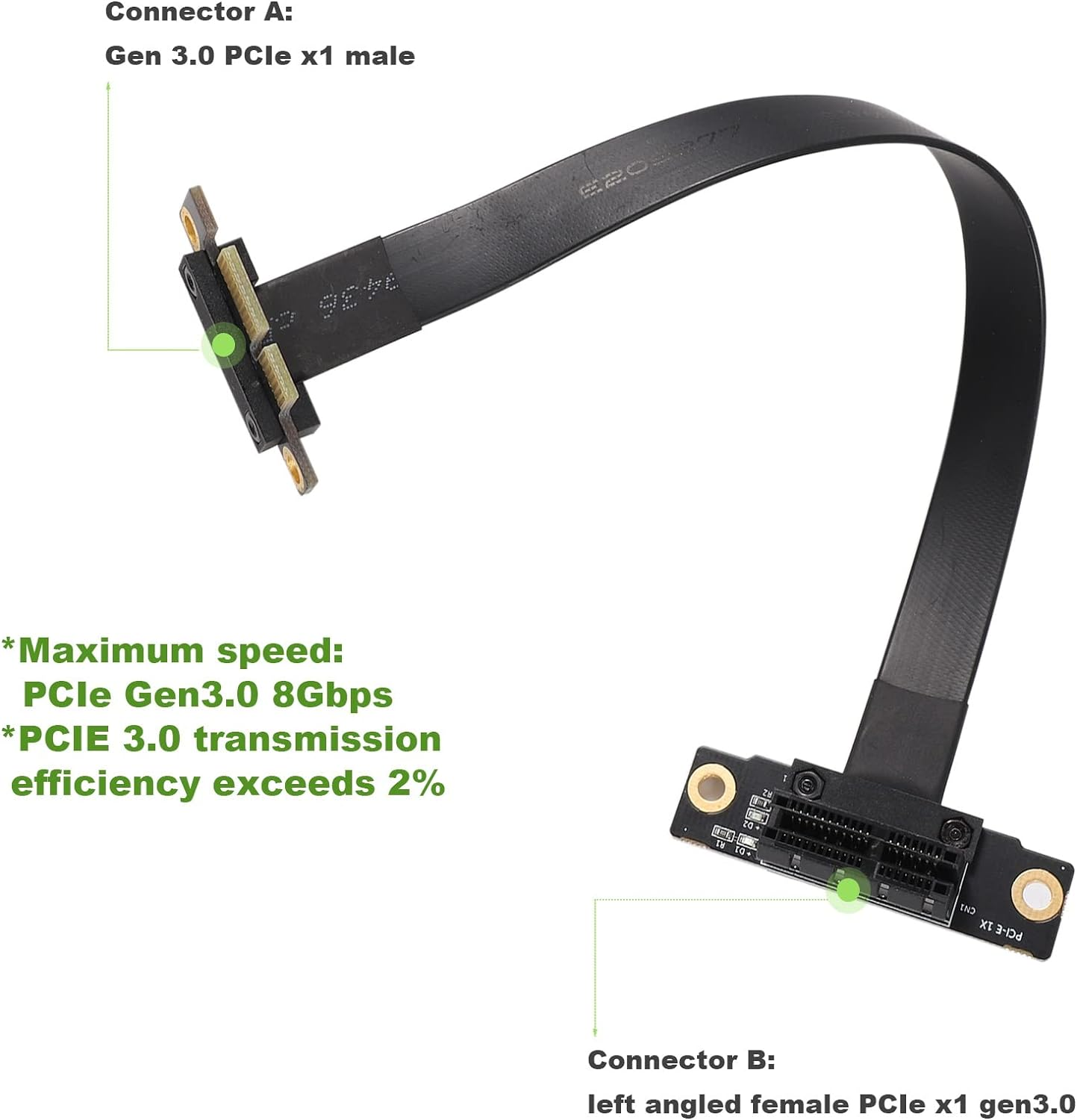 Qezodsx PCIE X1 Riser Cable Dual 90 Degree Right Angle Pcie 3.0 X1 to X1 Extension Cable 8Gbps PCI Express 1X Riser Card 20Cm image number 1
