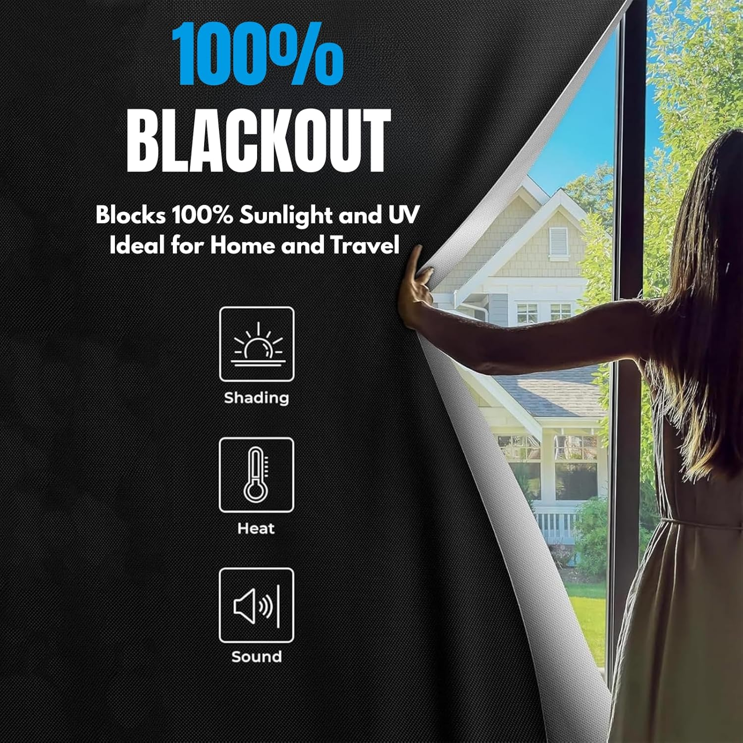 Blackout Blinds 300 X 145 CM, JOMWEN 100% Blackout Curtains for Window, No Drill Portable Blackout Shades Film for Baby Nursery, Bedroom, Dorm Room, or Travel Use, Cut to Any Size (300 X 145 CM) image number 3