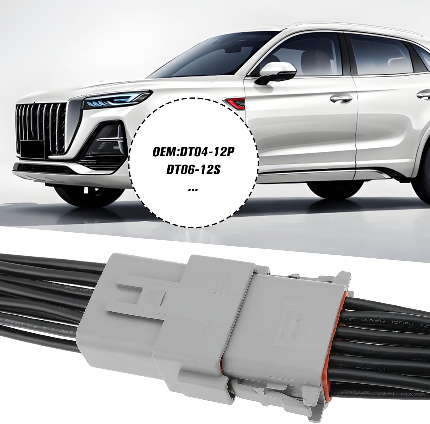 Emagtech 2Pcs 12 Pin Automotive Sealed Electric Plug DT04-12P DT06-12S for Automotive and Industrial Applications 15Cm 14AWG image number 6