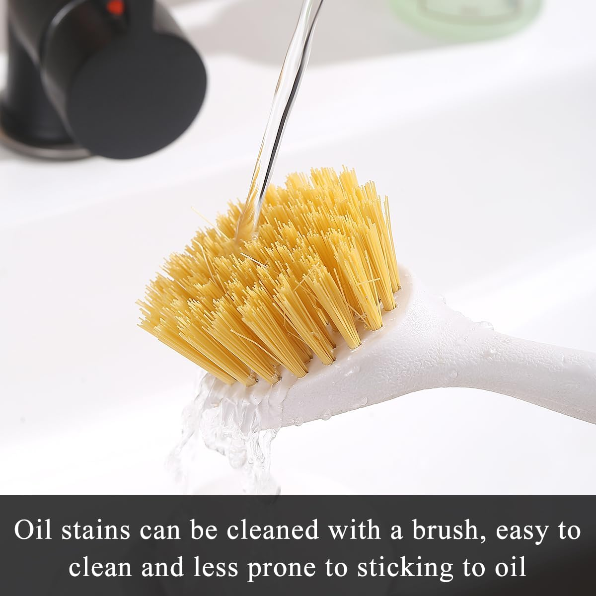Berglander Dish Brush with Handle, Dish Scrub Brush, Kitchen Brushes for Dishes, with Wooden Handle, Suitable for Cleaning Kitchen Dishes. image number 3