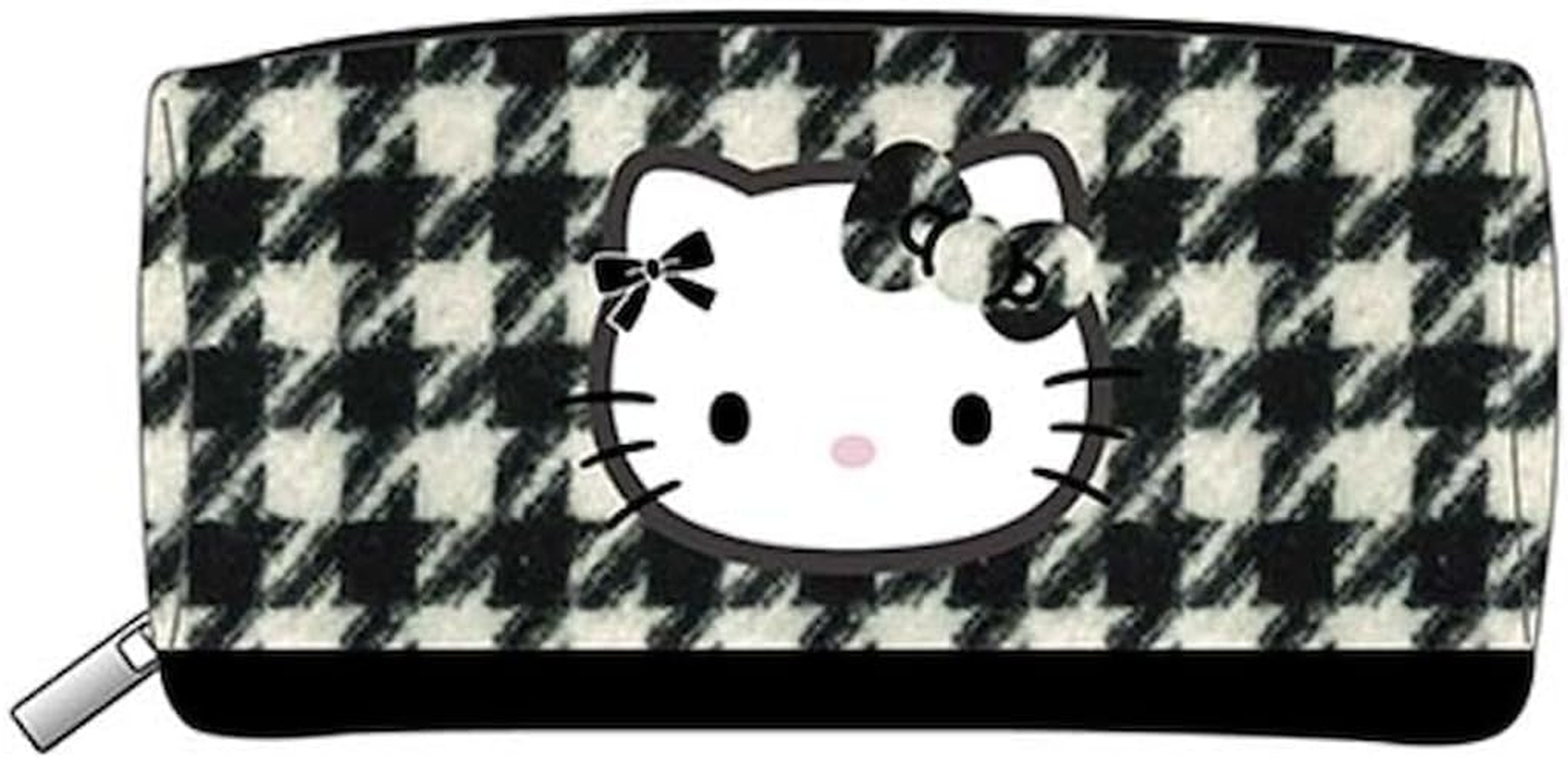 K Company KTC-SP-BK Hello Kitty (Houndstooth Series) Square Pouch, Black, H 3.3 X W 6.9 X D 3.3 Inches (85 X 175 X 83 Mm) image number 1