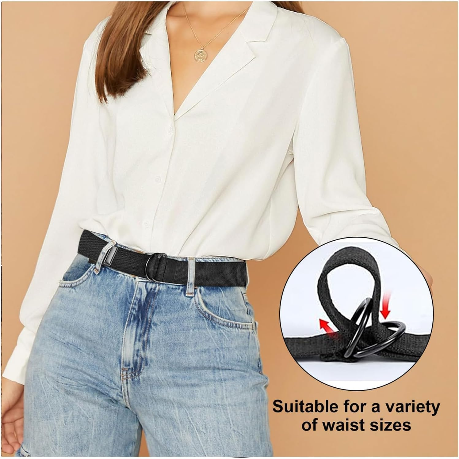 2 Pack Belts for Men,Mens Canvas Belt, Adjustable Fabric Holeles,Suitable for Leisure and Travel