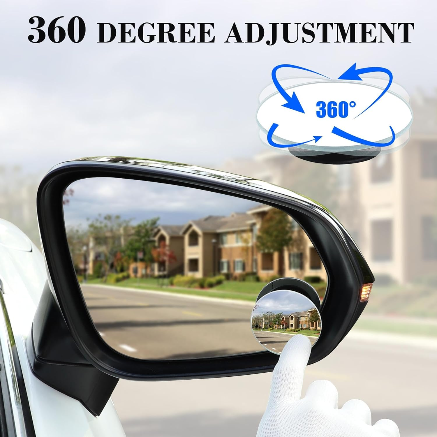 Livtee Blind Spot Mirror, 2" round HD Glass Frameless Convex Rear View Mirrors Exterior Accessories with Wide Angle Adjustable Stick for Car SUV and Trucks, Pack of 2 image number 5