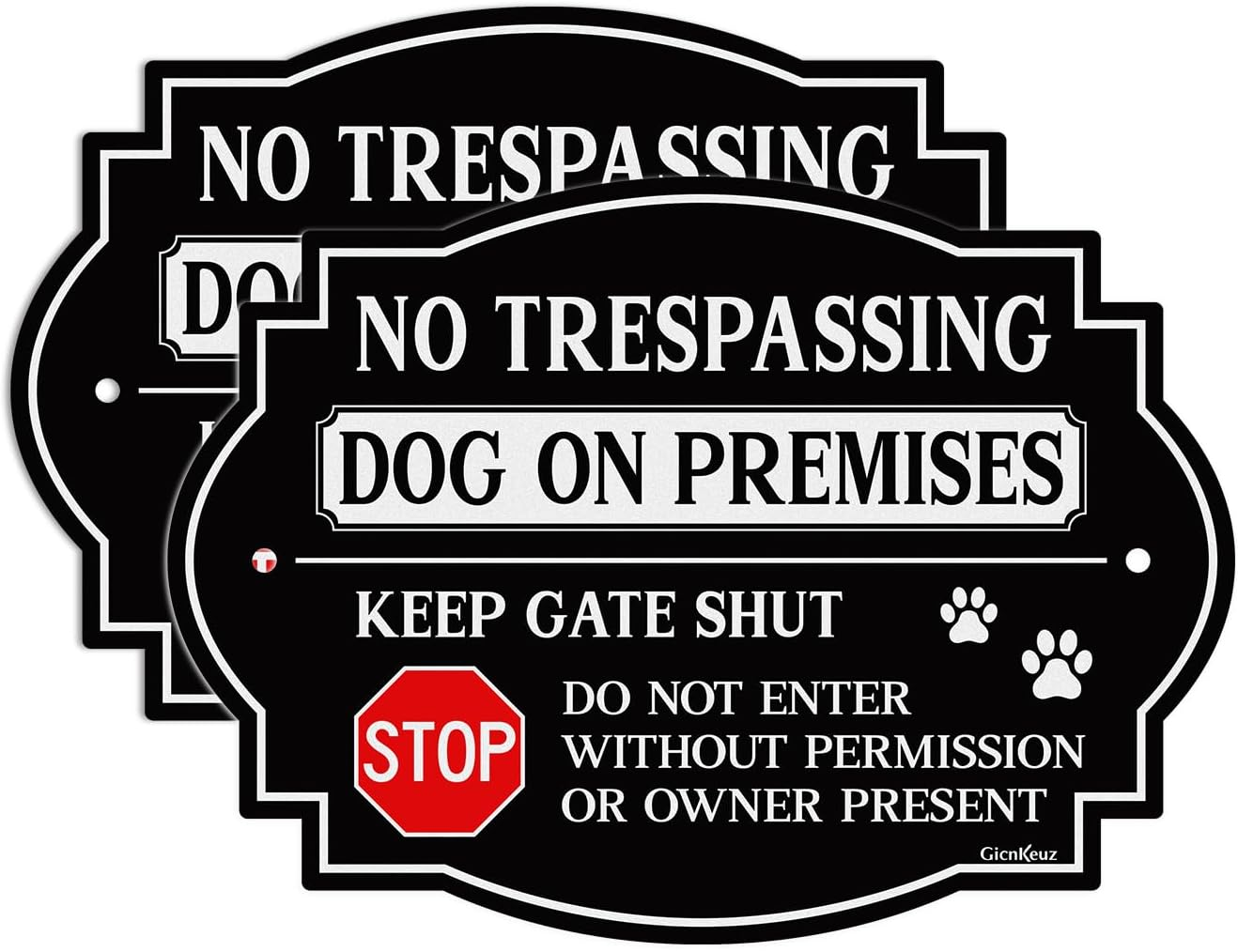 Gicnkeuz Beware of Dog Signs for Fence, 12"&times;6" Do Not Enter Aluminum Sign, Keep Gate Shut Sign, Fade Resistant/Waterproof, Indoor or Outdoor Use (2 Pack) image number 5