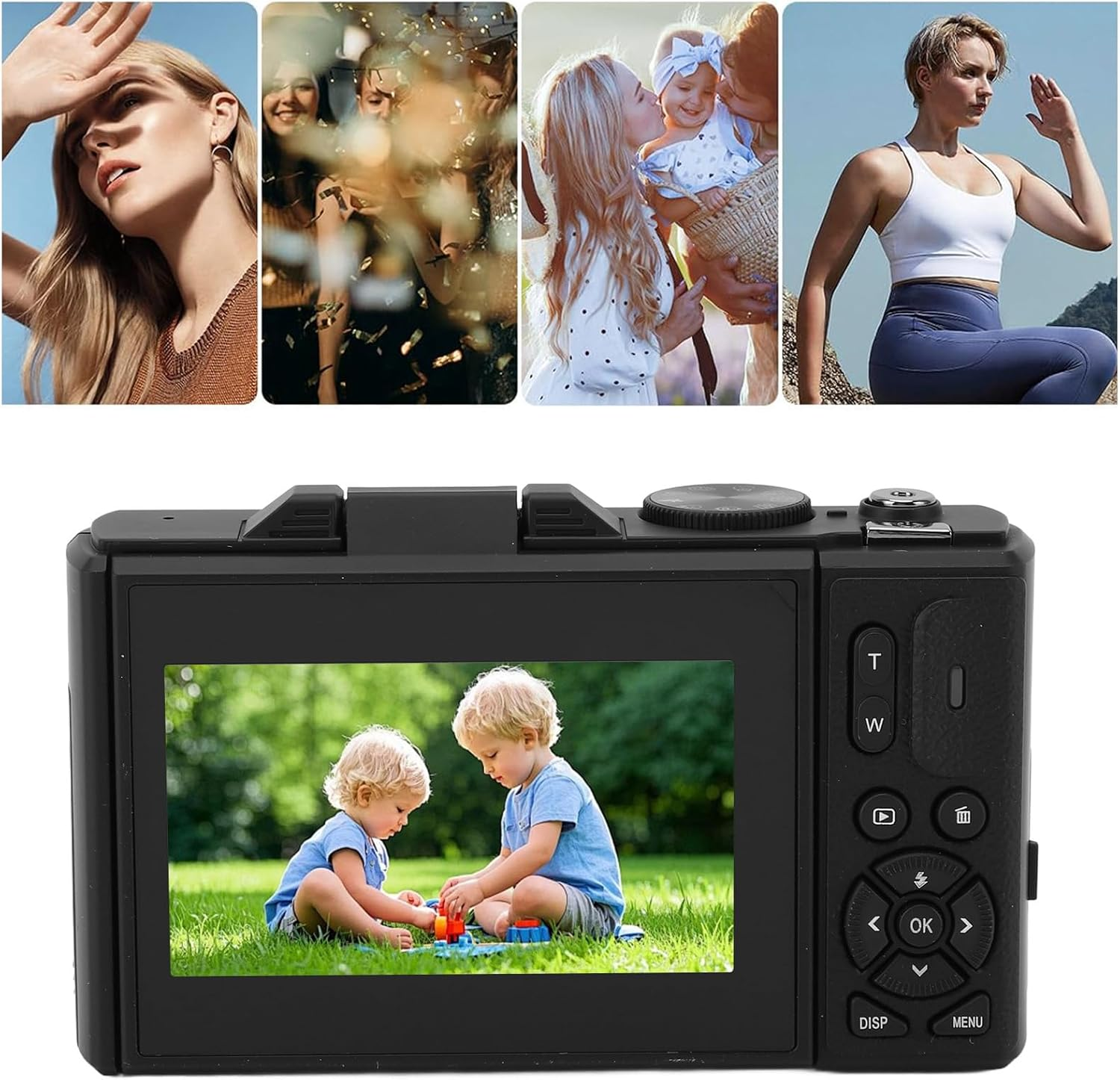 5K Digital Camera, 75MP HD Autofocus Vlogging Camera, 18X Digital Zoom Retro Mirrorless Camera with 3" Screen for Photography (Black) image number 4