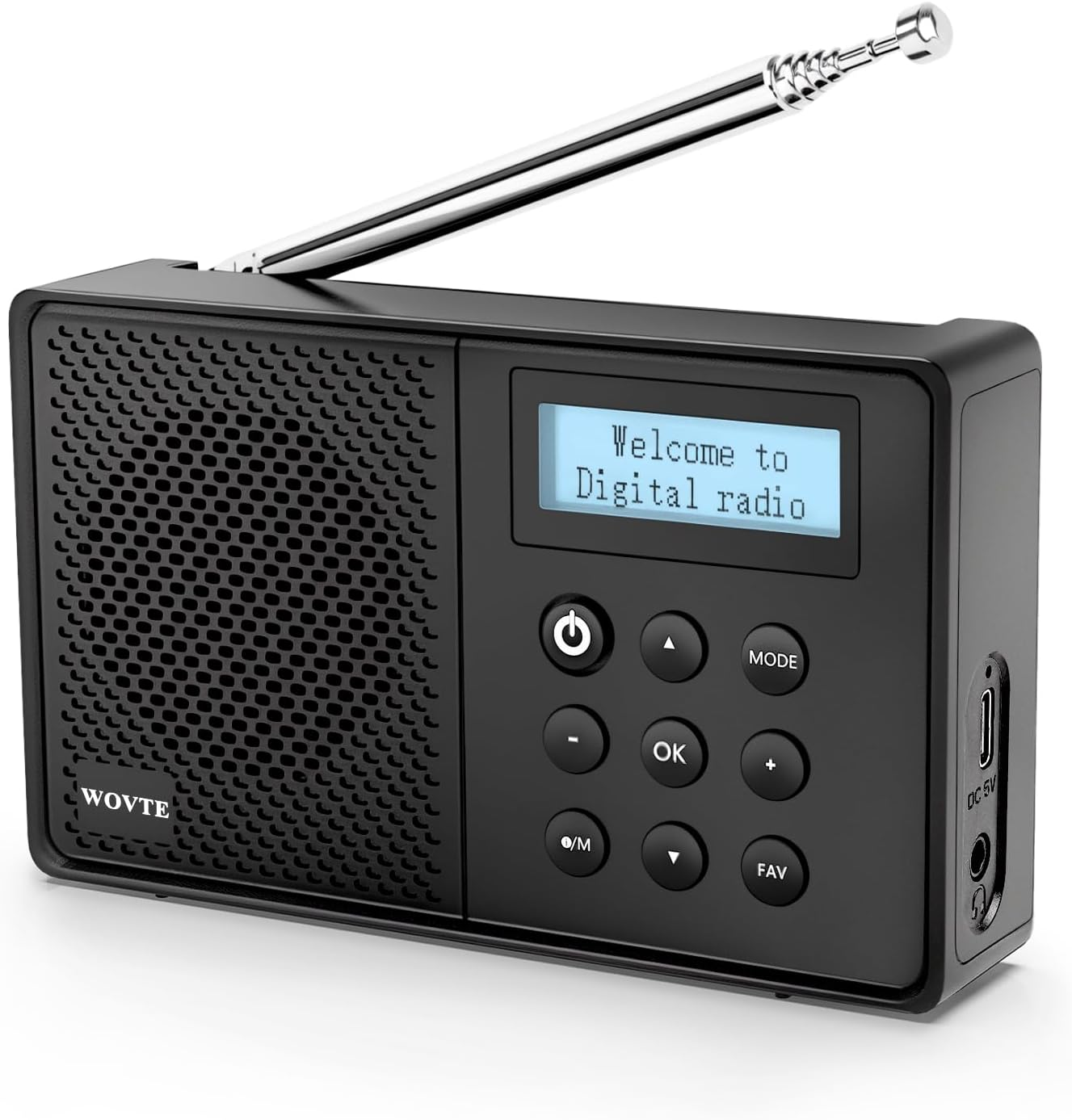 DAB Radio Portable, WOVTE DAB+ Digital Radio Rechargeable FM Radio, Small Radio with Bluetooth, DAB Radio Mains Powered or Battery with 40 Presets LED Display Alarm Clock Sleep Timer Headphone Socket image number 4