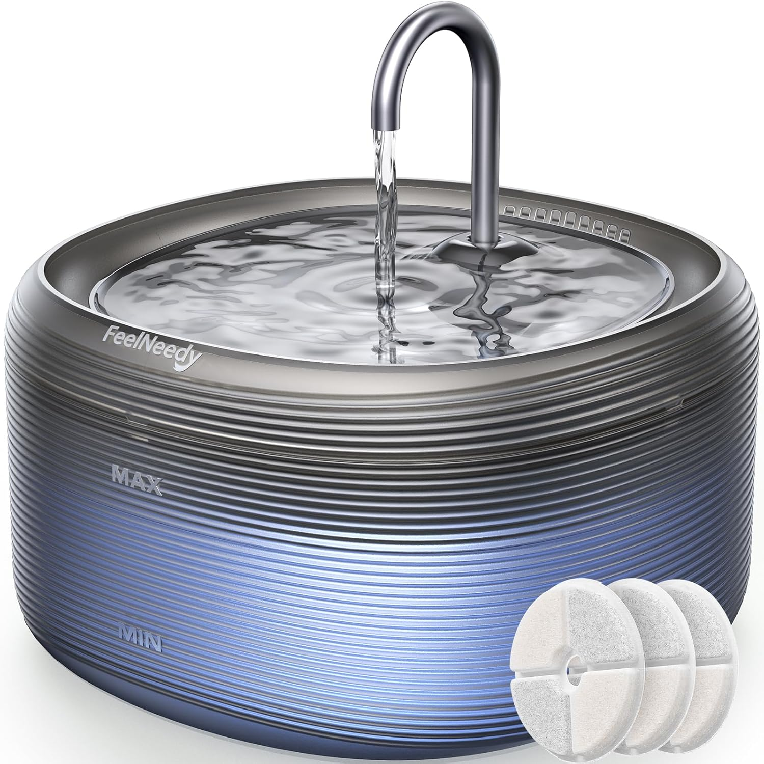 FEELNEEDY 3.2L/108Oz Cat Water Fountain for Drinking, Pet Water Fountain with 3 Replacement Filters, Upgraded Silent Pump, Bpa-Free, LED Indicator Light