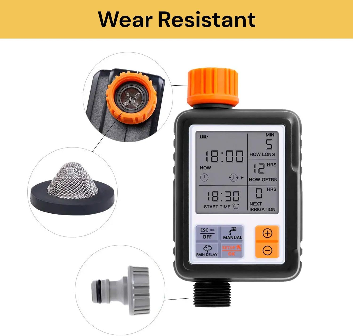 Sprinkler Timer, Programmable Garden Hose Timer with Rain Delay, Manual & Automatic Watering Modes, Outdoor Irrigation Controller for Lawns, Garden Beds, Yards, Patio & Pool Areas image number 3