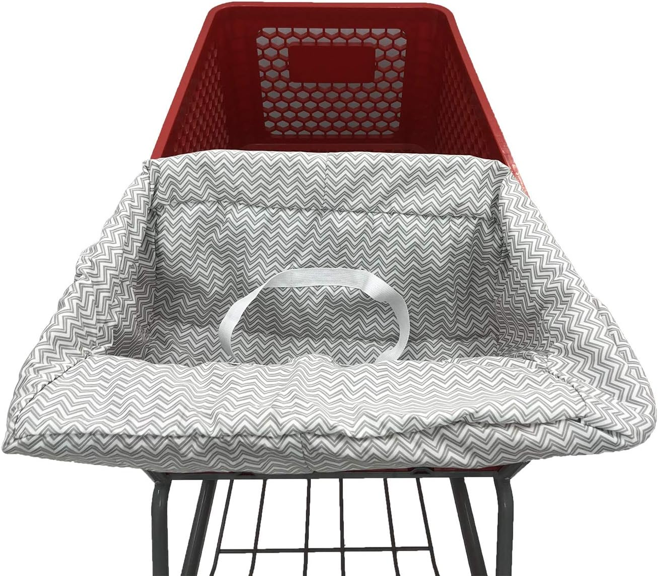 Portable Shopping Cart Cover | High Chair and Grocery Cart Covers for Babies, Kids, Infants & Toddlers ✮ Includes Free Carry Bag ✮ (Simple Gray Chevron) image number 6