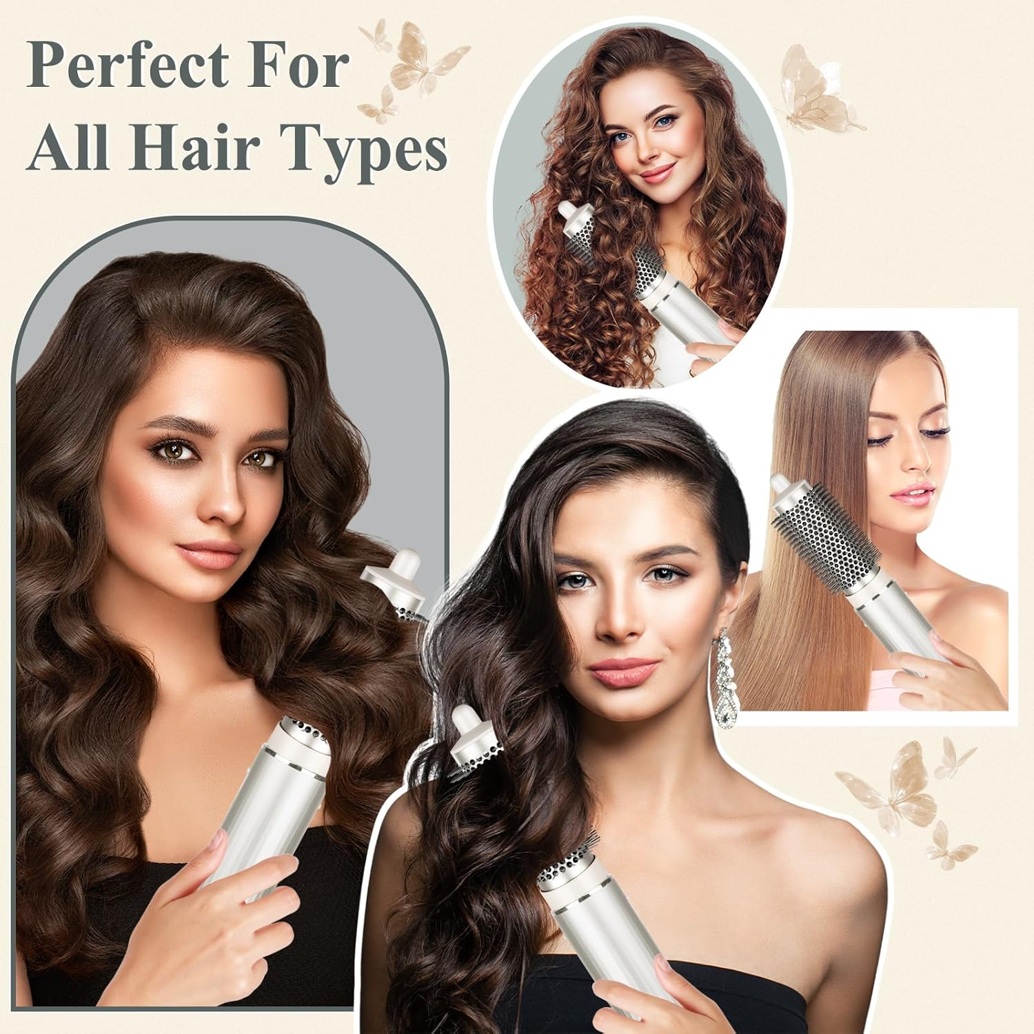 AFDD round Brush Attachment for Shark Flexstyle Accessories, Normal round Volumizing Brush Hair Styling Tool for Straight, Wavy, Curly, and Coily Hair