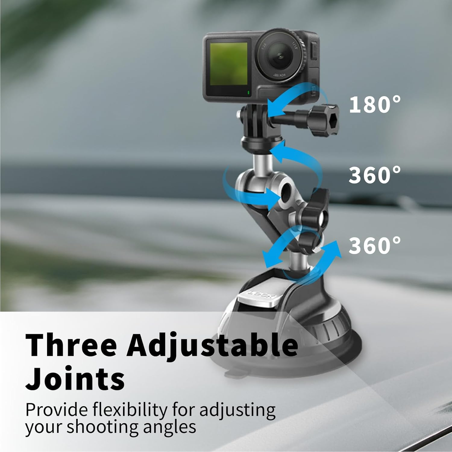 Double-Layer Suction Cup Mount for Gopro Hero11 10 9, DJI Osmo Action, Insta360 X3-360&deg; Adjustable Ball Head for Car Windshield, Durable and Strong Suction for Action Camera Photography SC-1K - 4193