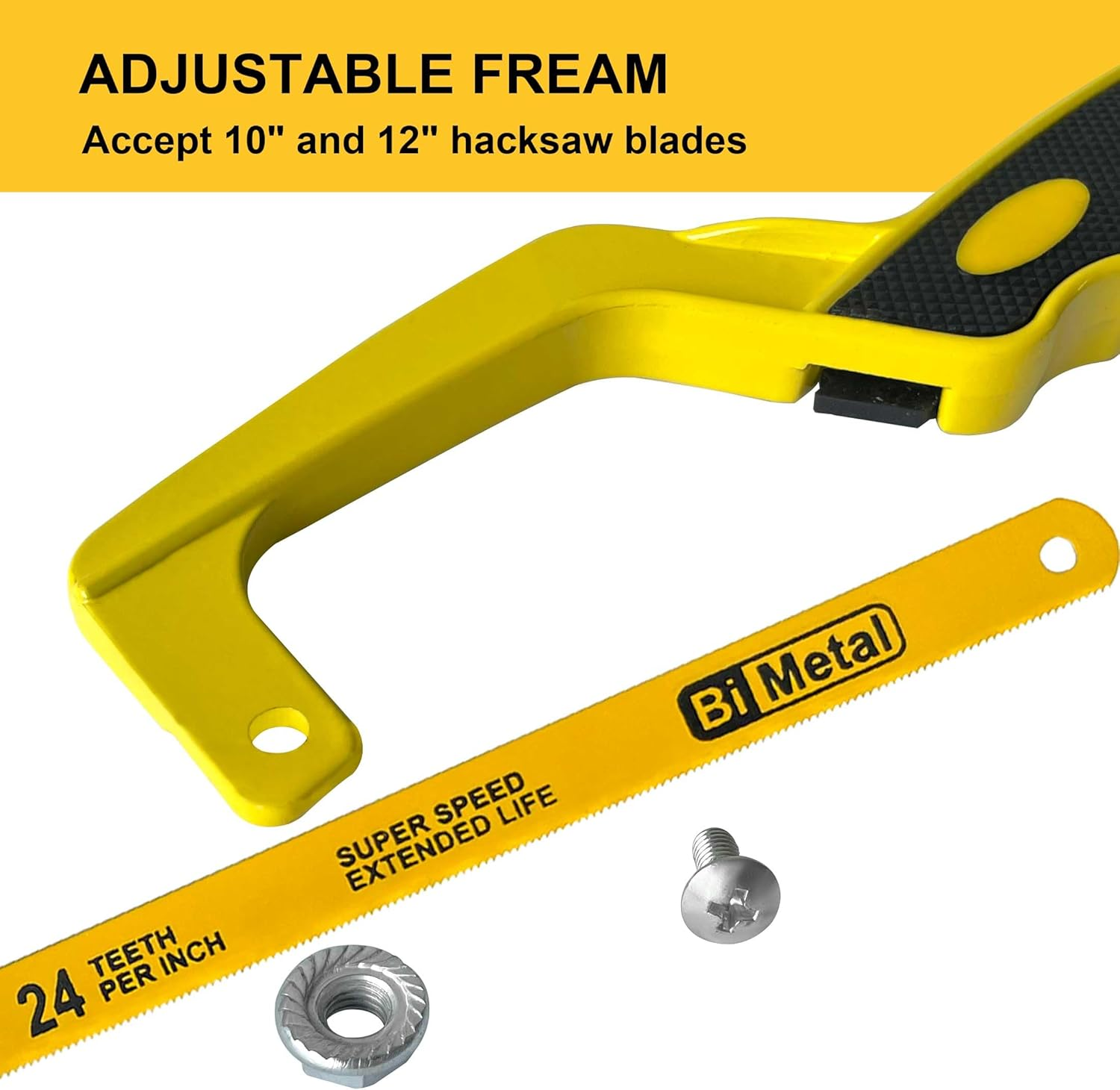 Hanpex Mini Hacksaw for Metal, Compact Hand Operate Aluminum Hack Saw with 12 Inch Flexible Bi-Metal Hacksaw Blade &ndash; Metal Cutting Saw, Small Hacksaw for Metal and Wood image number 2