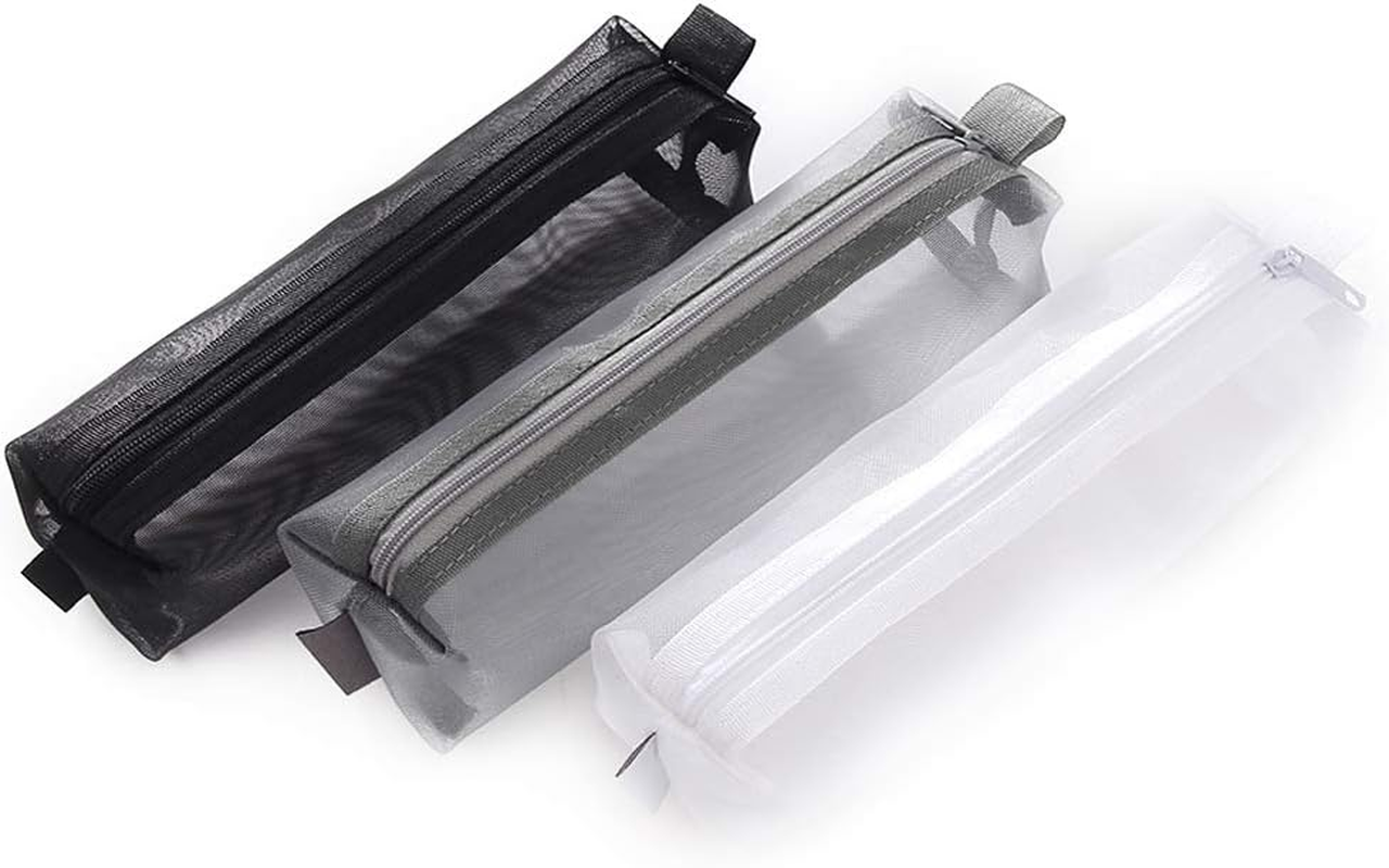 Kinhshion Mesh Pen Bag Pencil Case Makeup Tool Bag Storage Pouch Purse image number 5