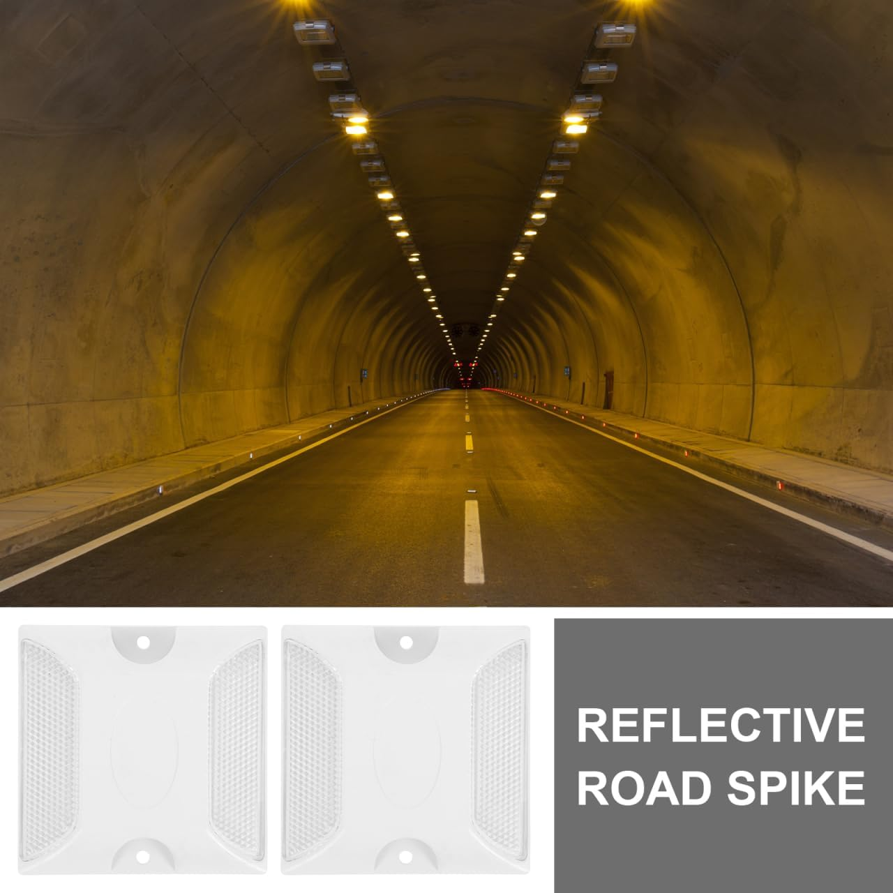 Reflective Road Studs Pavement Markers 4Pcs ABS Raised Plastic Highway Accessories High Visibility Reflectors for Driveway Entrance Night Safety - Yellow image number 2