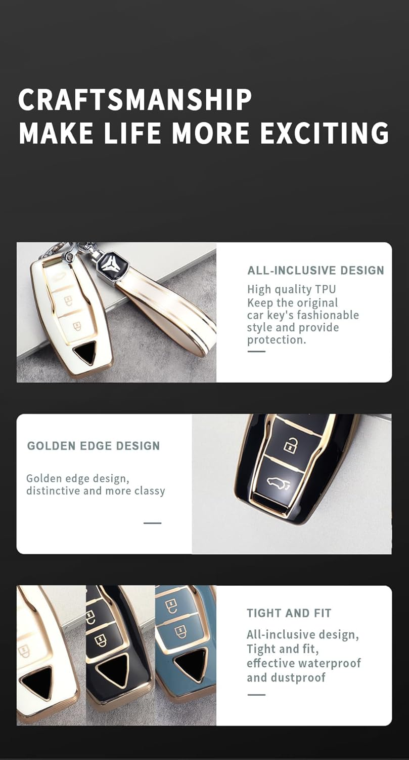 Ontto TPU Car Key Fob Cover Fit for Mitsubishi Outlander 2022 2023 Keyless Entry Smart Key Case Remote Key Holder Keyring Key Shell Bag Keychain Protection Auto Accessories 4 Buttons Black image number 2