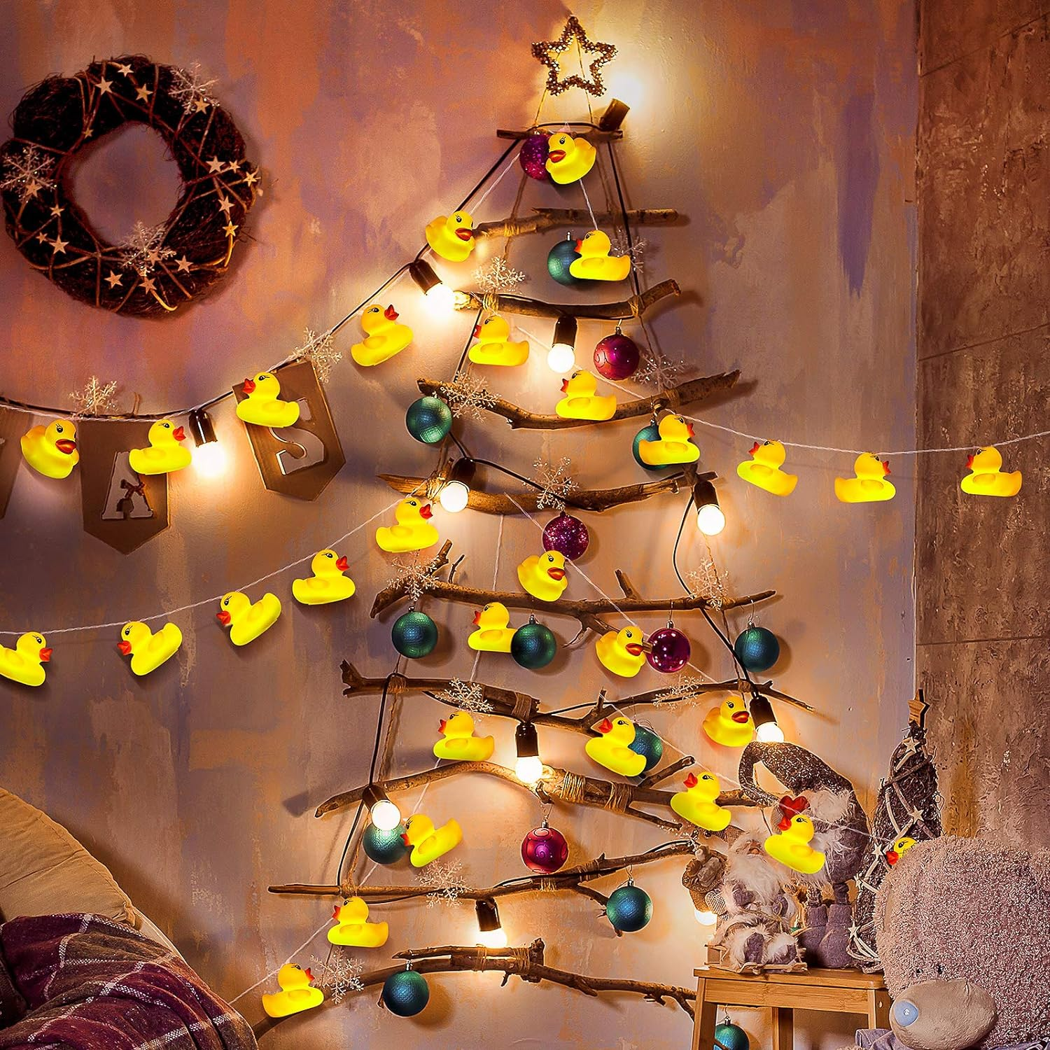 10 LED Children'S Room LED String Lights for Holiday Wall Window Tree Decorative Party Yard Garden Kids Bedroom Living Dorm Uses Squeeze Sound Squeaky - Duck image number 1