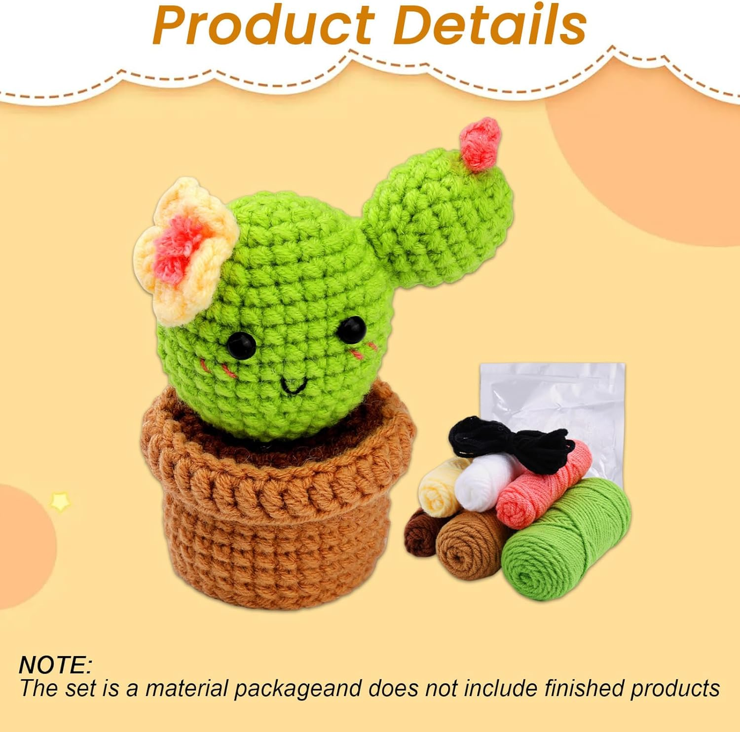 3 Pcs Crochet Kit for Beginners, Complete Crochet Kit for Beginners Adults, with Video Tutorials, Detailed Instructions, Yarn, Crochet Hooks, Stitch Markers, Floral Wire, Polyester Fiber image number 4