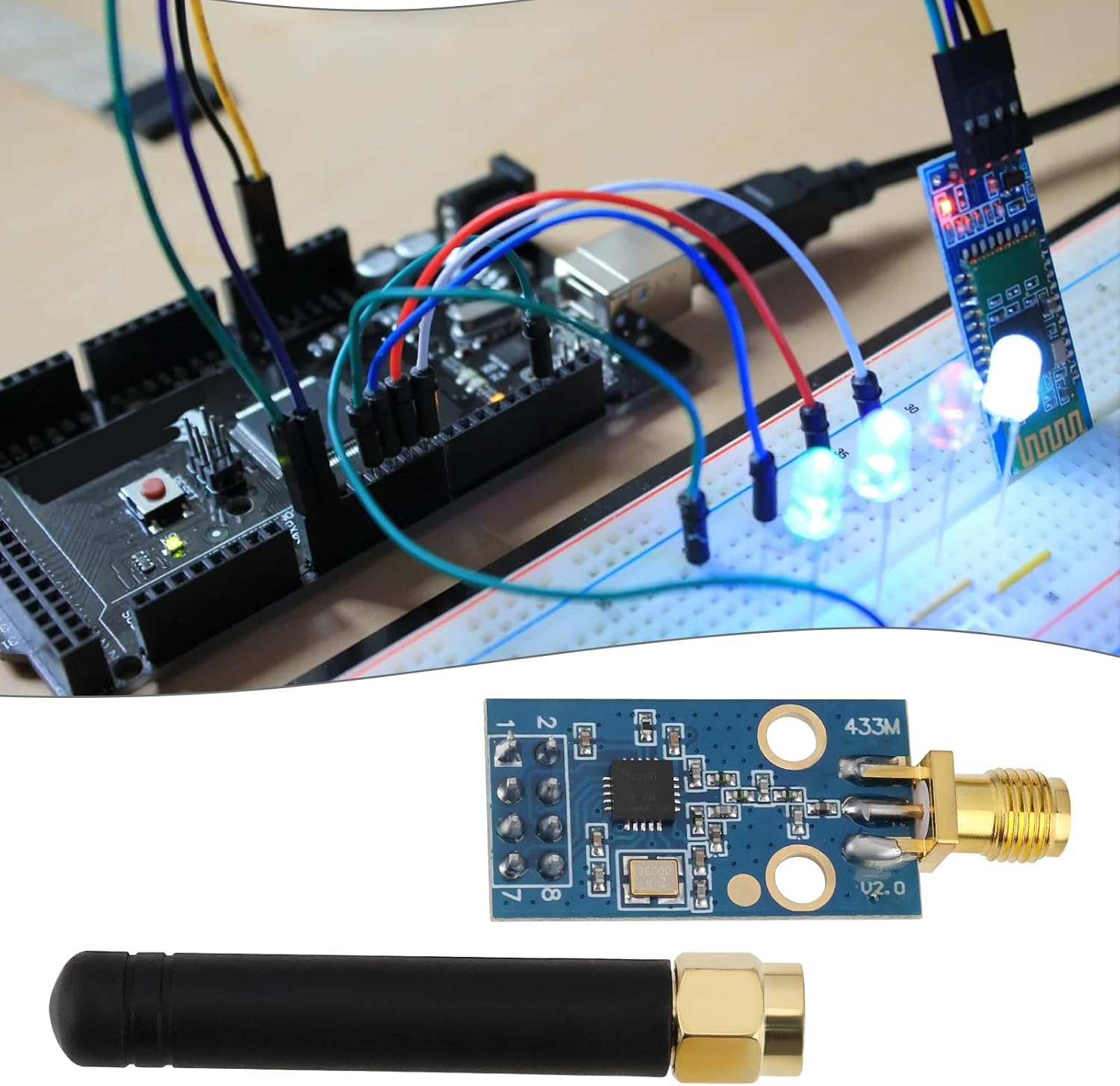 Ecsing 1Pc CC1101 Wireless RF Transceiver Module with SMA Antenna Rod Wireless Module Compatible with Arduinos 315/433/868/915 MHZ