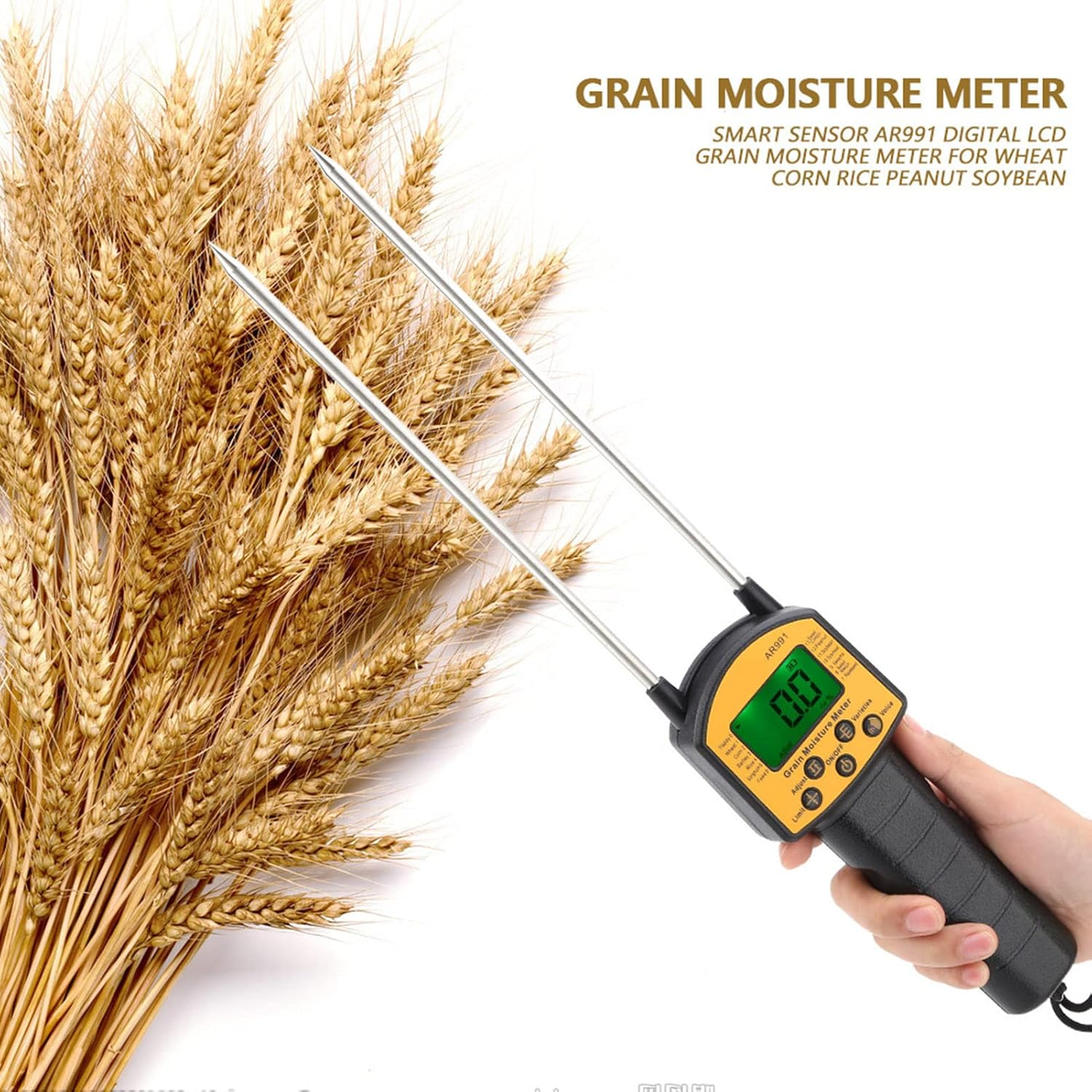 AR991 Digital Meter LCD Backlight Rod Probe Humidity Tester for Wheat Corn Rice Peanut Soybean and More image number 4