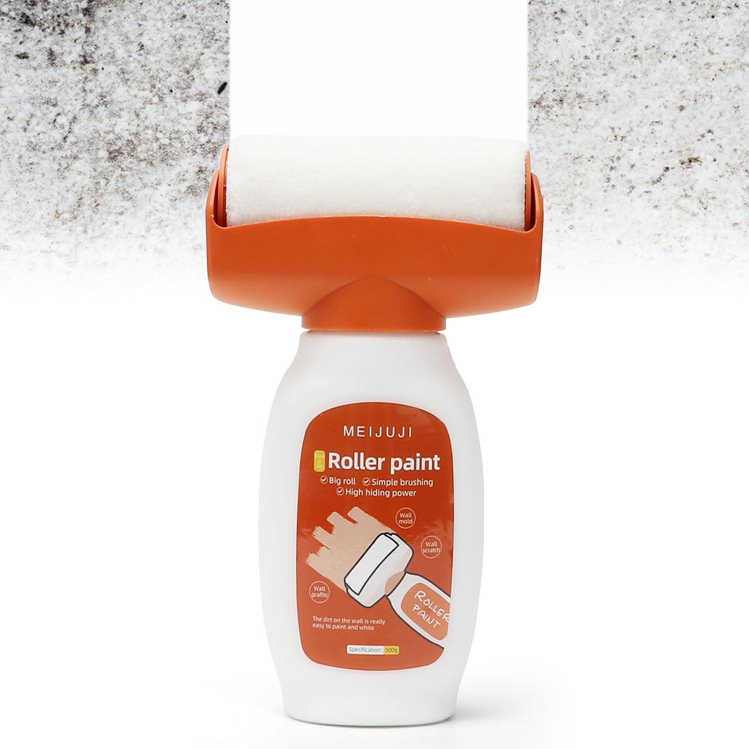 Wall Paint Touch up White, 500 G Touch up Paint White Roller, 2 in 1 Wall Repair Roller Brush, Wall Paint White Roller with Wall Repair Paste, Wall Repair Roller for Wall Scratches, Graffiti Stains image number 3