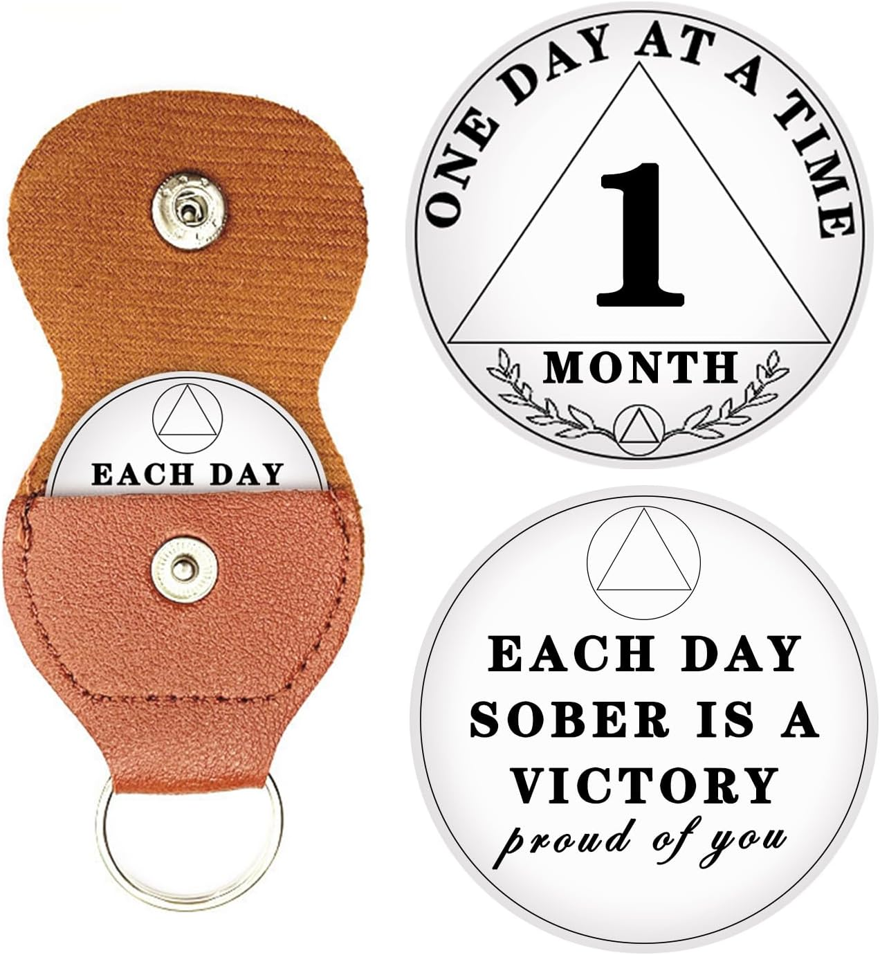 1 Year Sobriety Chip, One Day at a Time AA Chips and Medallions - Sobriety Recovery Coin Sober Token for Alcoholics Anonymous Recovery Sobriety Gifts image number 4