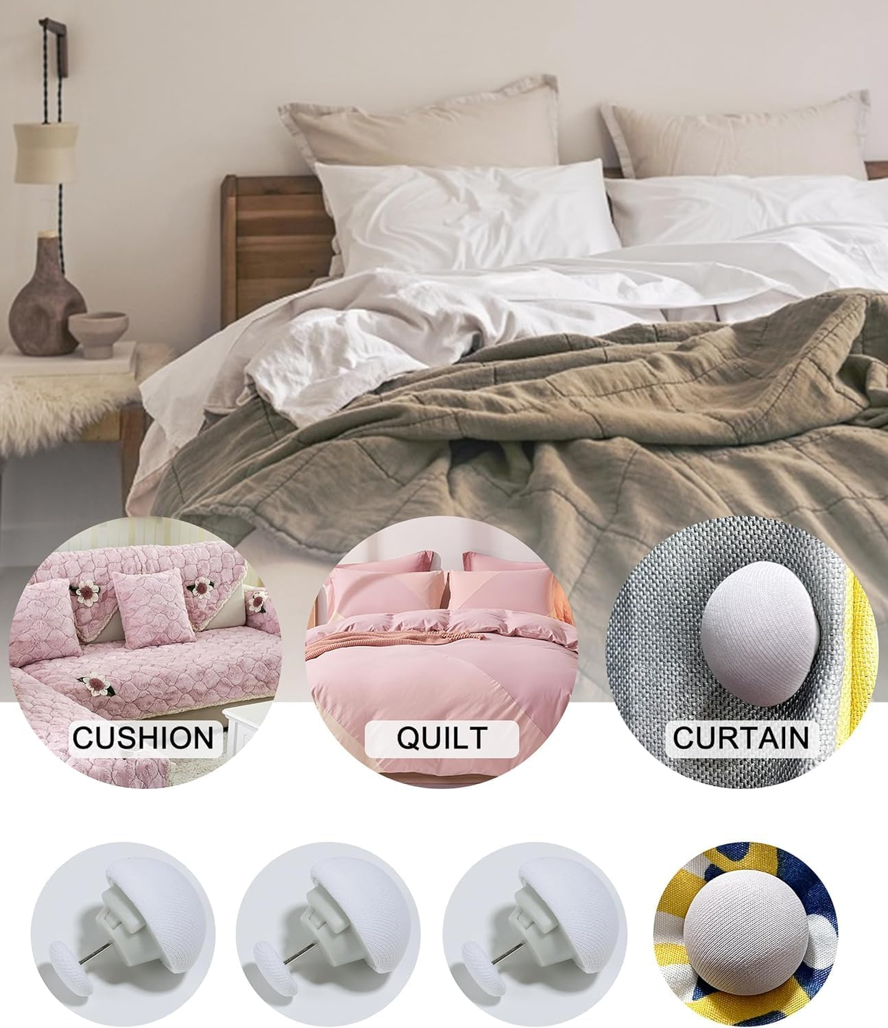 16 Pcs Duvet Clips, Duvet Pins &ndash; Reusable Fixing Buckles for Securing Bed Sheets, Duvet Covers, Cushions, and Curtains, Comes with Box（ White） image number 2