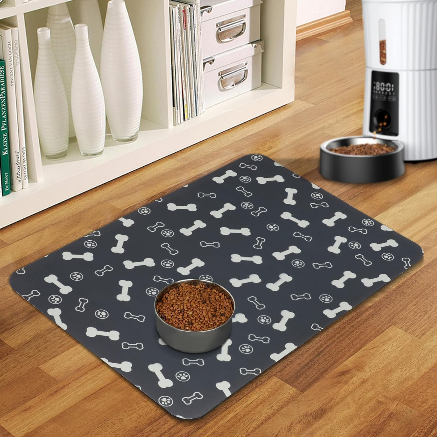 THJOPOKEEL Pet Feeding Mats, Super Absorbent Non Slip Dog Cat Food Mat, Waterproof Dirt Resistant Cat Dog Placemat Pet Water Dispenser Mat 20 X 14 Inches image number 3