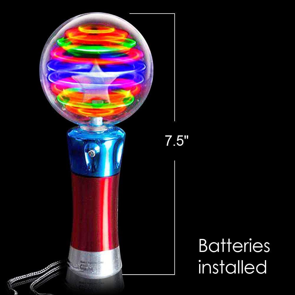 Artcreativity 7.5 Inch Light up Magic Ball Toy Wands for Kids, Set of 2, Flashing LED Wands for Boys and Girls, Thrilling Spinning Light Show, Batteries Included, Fun Gift or Birthday Party Favor image number 2