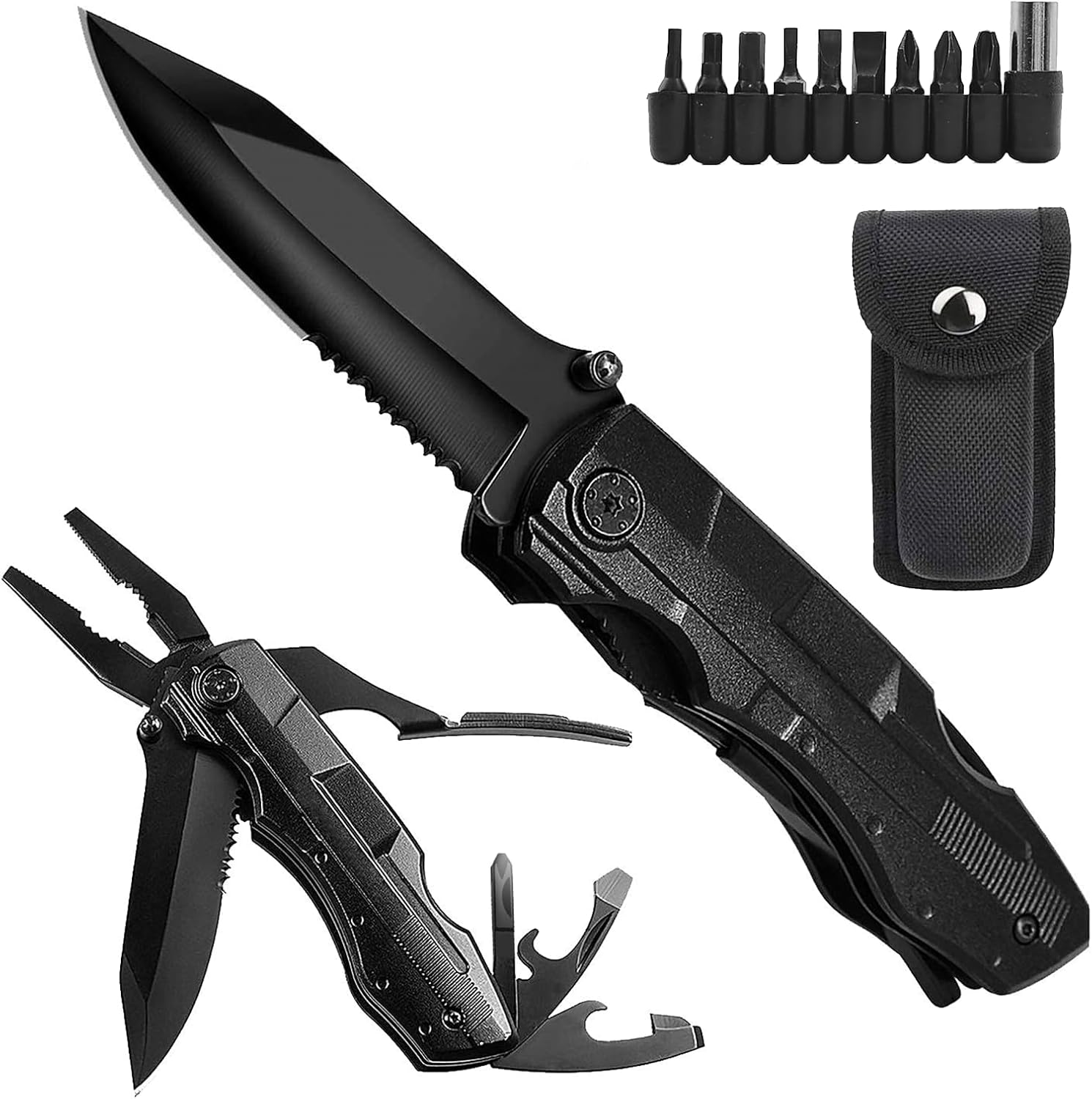 Pocket Knife, 19-In-1 Multitools Folding Knife with Safety Lock, Pliers & Screw Head Set - Suit for Camping, Outdoor and Everyday Use - Comes with Oxford Storage Bag image number 2