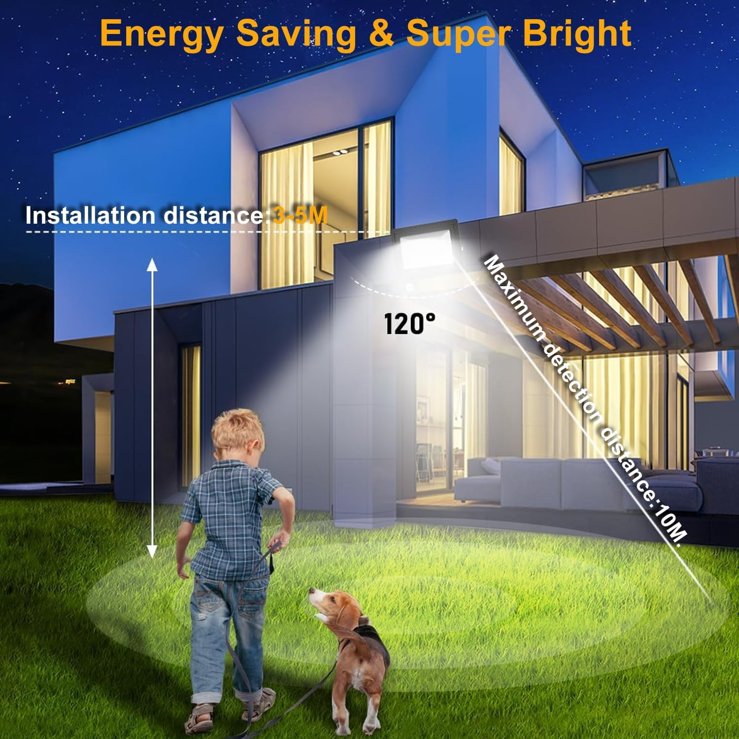 LED Flood Lights Outdoor, 50W 6000LM Security Lights Outdoor Motion Sensor, IP66 Waterproof 6500K Daylight Dusk to Dawn Floodlights for Yard, Garage, Garden, Parking Lot, Park,Playground