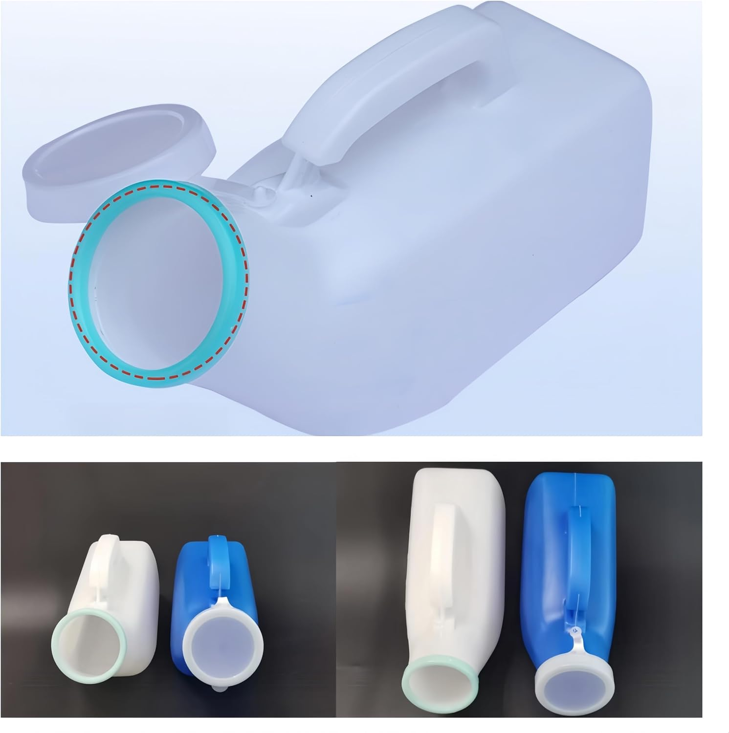 Urine Bottle,Men'S Portable Urinal with Lid, 2 Packs Large Capacity Urine Bottle,1200Ml with Clear Scale for Hospital,Incontinence,Elderly,Travel,Driving,Camping(White)