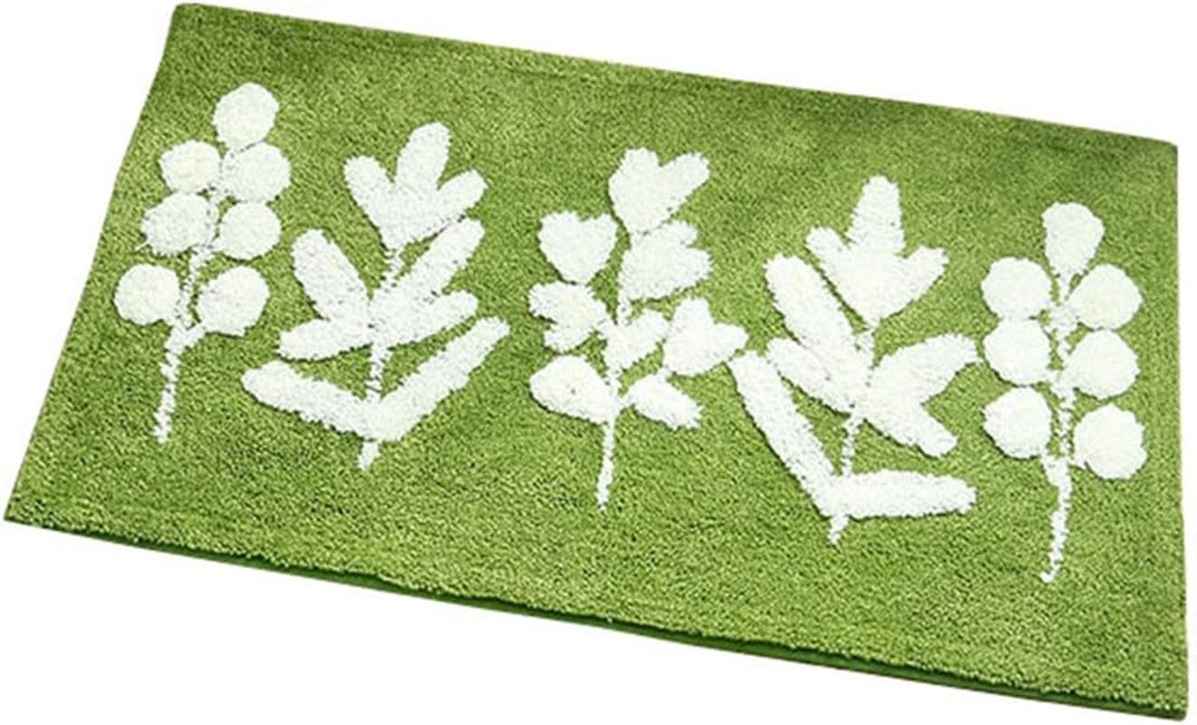 Zebrasmile 31.5 X 19.5IN Green Leaves Microfiber Strong Water Absorption Bath Rug Tower with Non Slip Back inside Entryway Door Mat for Bathroom Floor Indoor Doormat