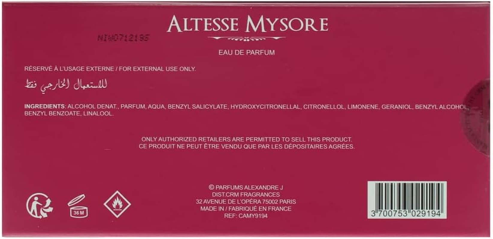 Alexandre.J Altesse Mysore Eau De Parfum Spray for Women, 100 Ml