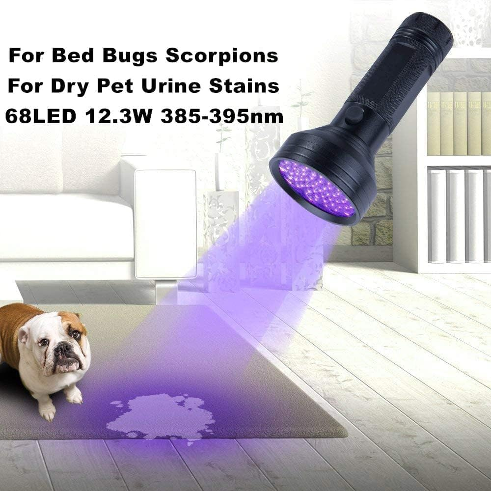 Ludopam UV Torch Blacklight Flashlight, 68 LED, Dog Cat Pet Urine Detector Light, Black image number 6