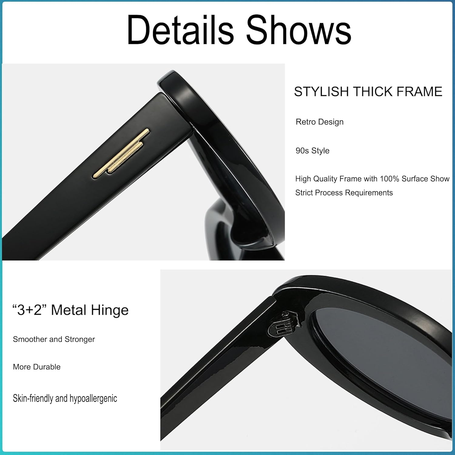 Teumire Retro Oval Sunglasses for Women Men Tiny Narrow 90S Style Small Sun Glasses 2 Pack image number 6