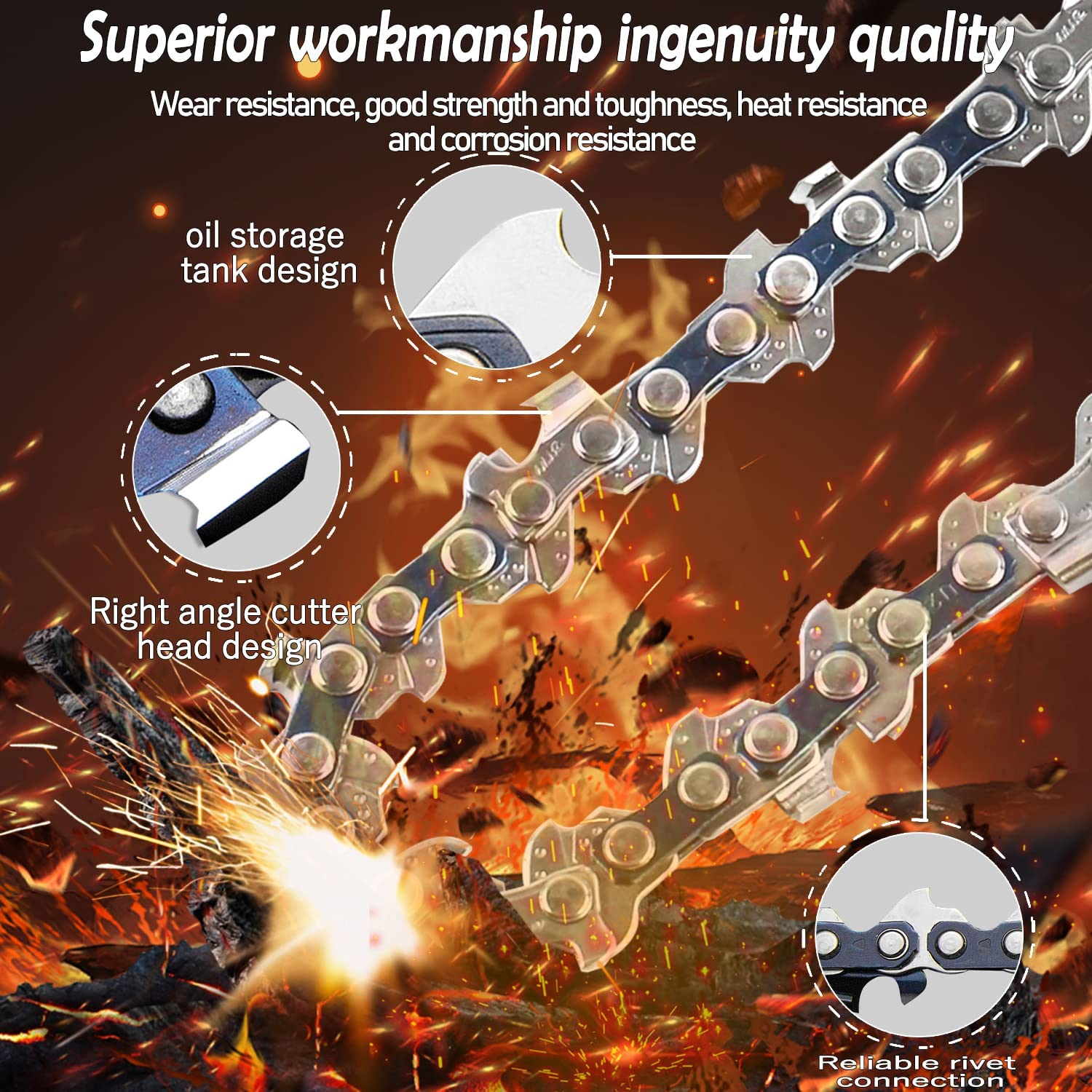 4 Inch 6 Inch Mini Chainsaw Chain, Replacement Chains for Cordless Handheld Mini Chainsaw, Guide Saw Chains for Pruning Shears and Wood Cutting (4 Inch)