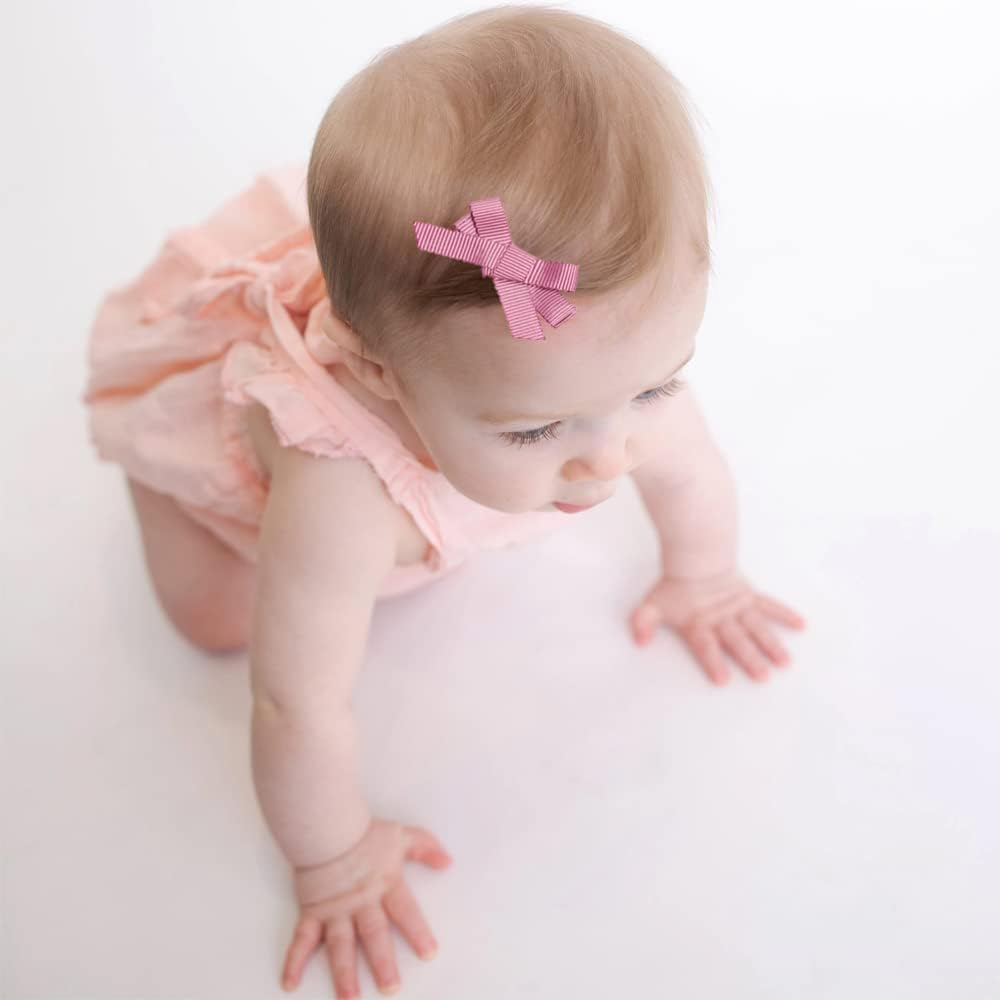 10Pcs Baby Girls Hair Clips Full Lined Alligator Clip Floral Bow Barrettes Handmade Hair Accessories for Newborn Infant Toddler Kids