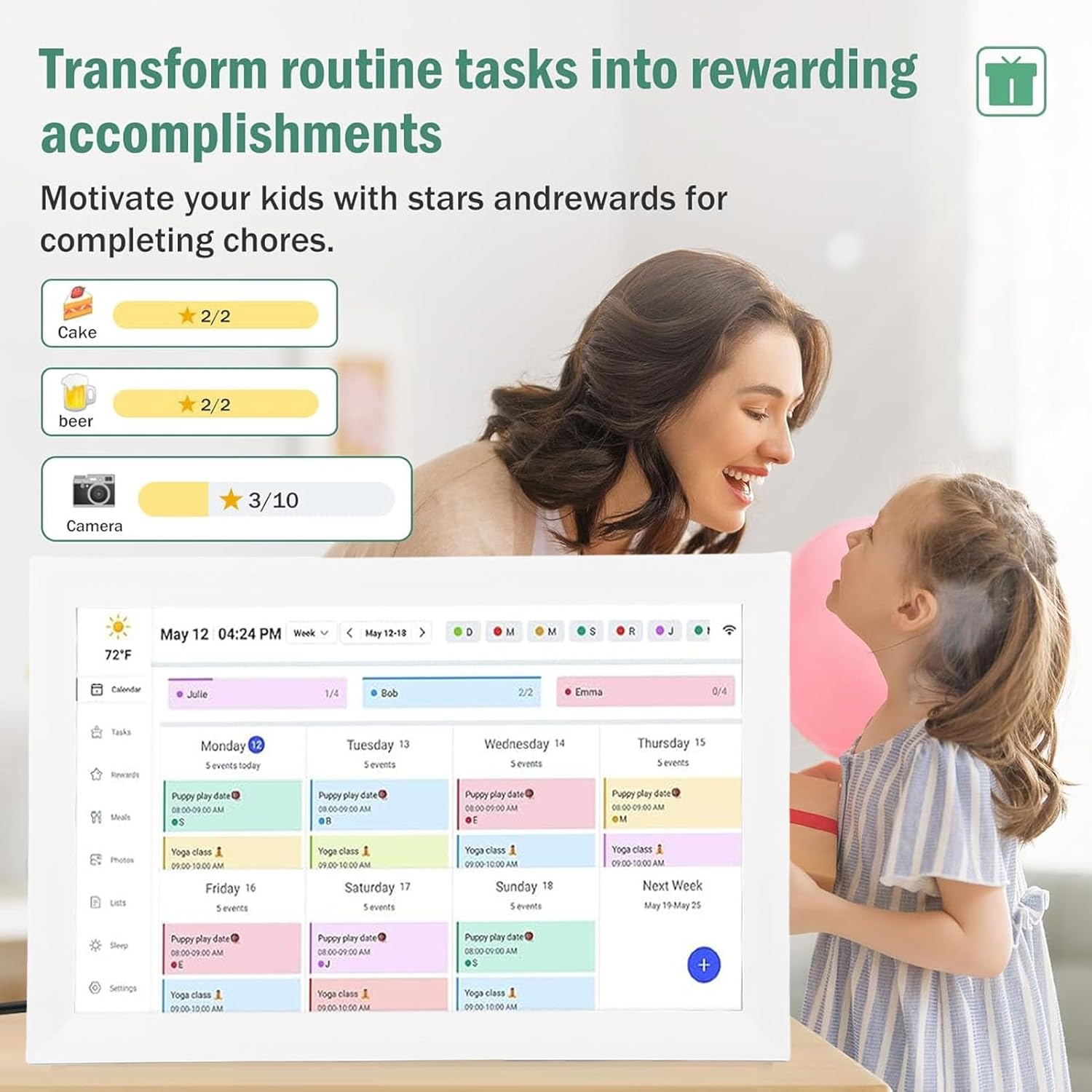 15.6 Inch Digital Calendar, Electronic Planner & Chore Chart, 1920 * 1080P Full HD Smart Touchscreen Interactive Display for Family Organizer Schedules, Desk & Wall Mount (AU) image number 6