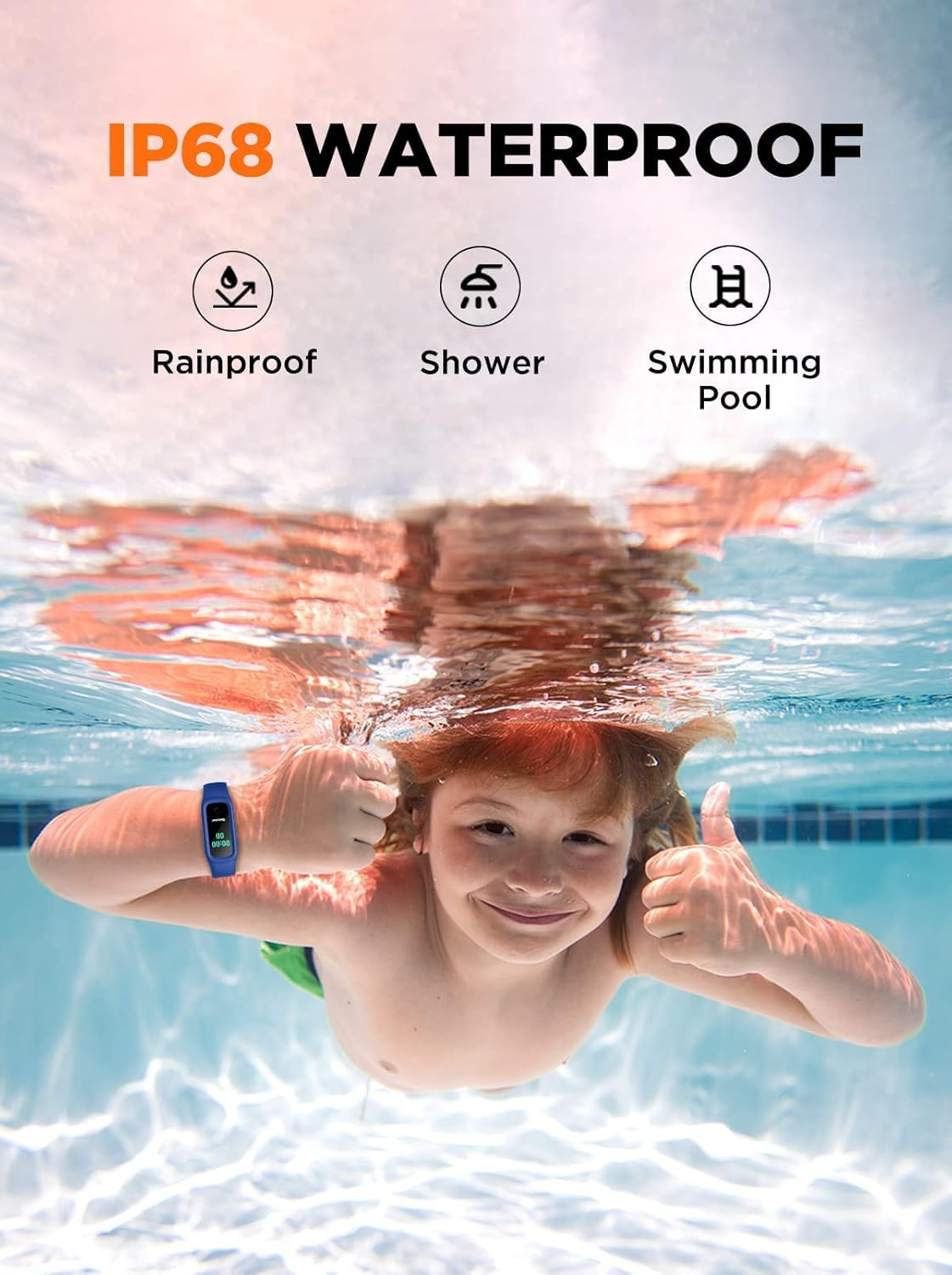 BIGGERFIVE Vigor 2 L Kids Fitness Tracker Watch for Boys Girls Ages 5-15, IP68 Waterproof, Activity Tracker, Pedometer, Heart Rate Sleep Monitor, Calorie Step Counter Watch image number 3