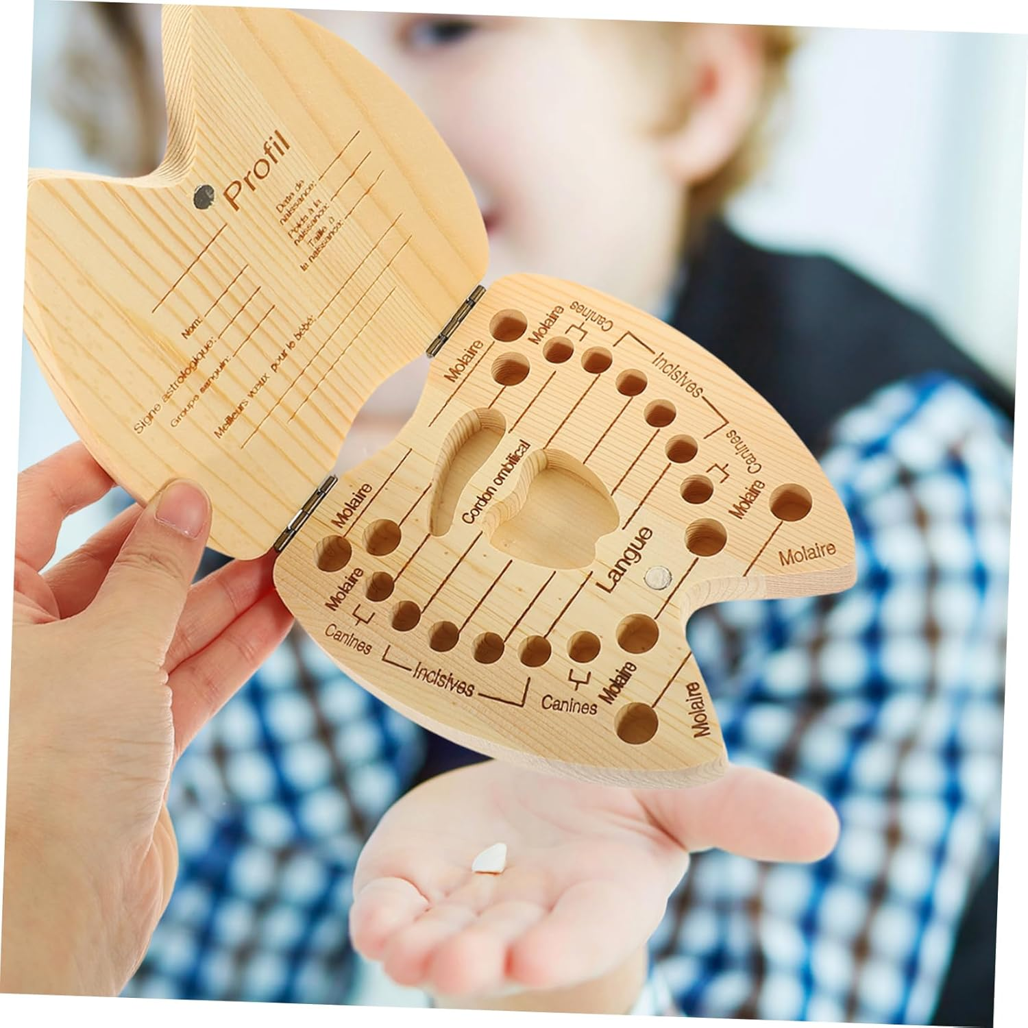 Boy Girl'S Milk Box Holder Tooth Fairy Box Wooden Tooth Keepsake Storage image number 2