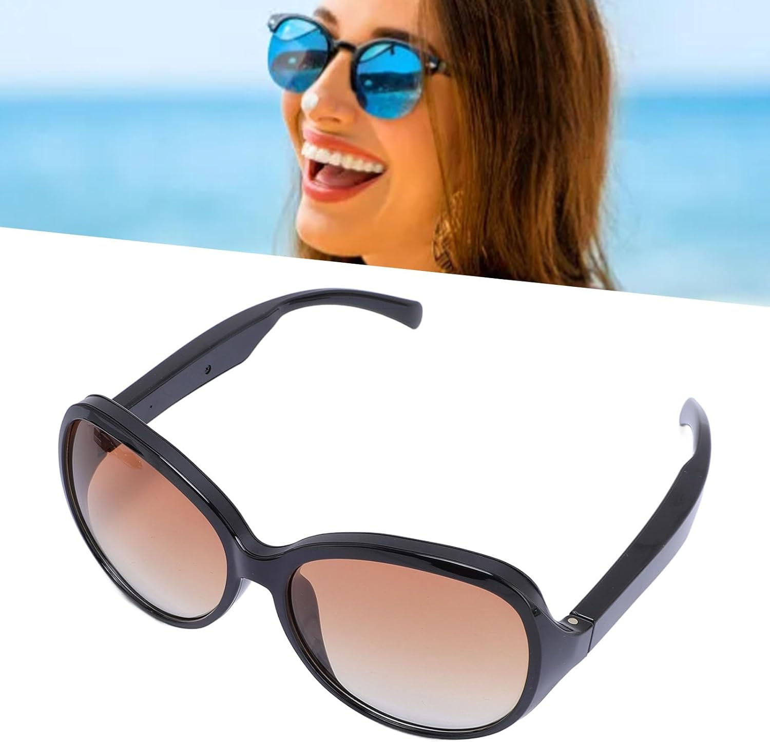 AI Smart Bluetooth Sunglasses with Dual Speakers & Mic, Wireless Audio Glasses with Sun-Protective 400 Lenses for Men and Women, Touch Control Music Eyewear for Outdoor Use