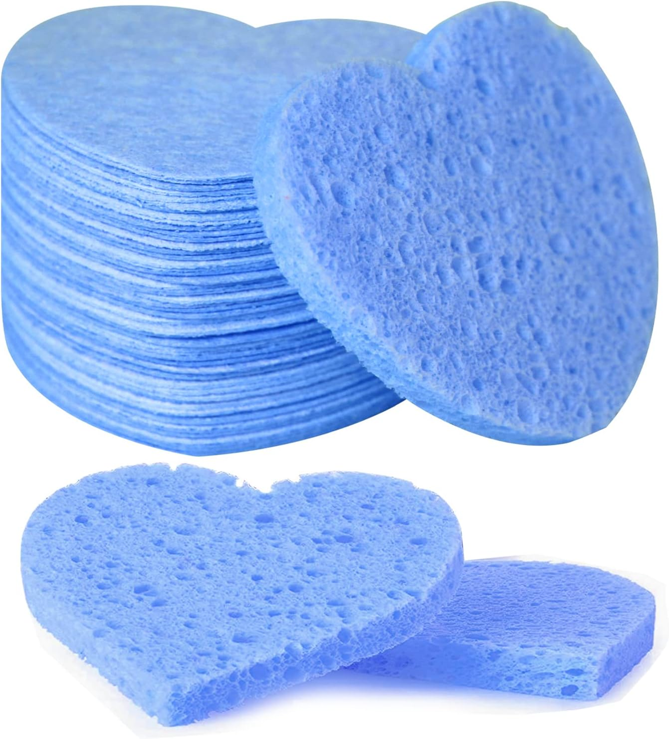 50-Count Facial Sponges Compressed, 100% Natural Cellulose Face Sponge Professional Cosmetic Spa Sponges for Face Cleansing, Exfoliating Mask, Makeup Removal for Travel and Home, Blue - 100- Pack Pink image number 7